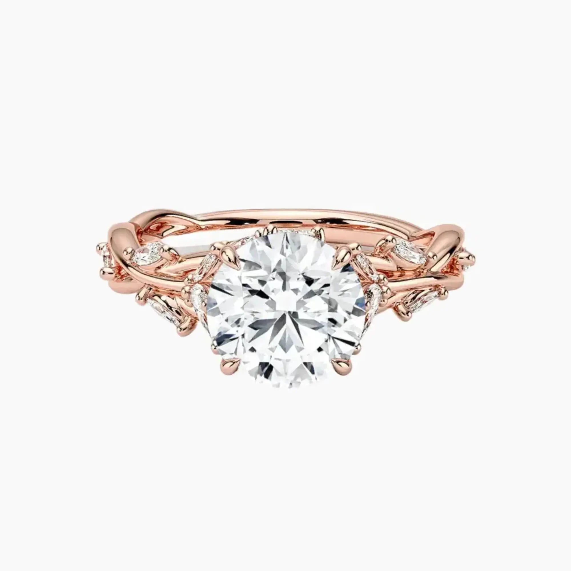 Melia Round Designer 2 Carat Lab Grown Diamond Engagement Ring in 14K Yellow Gold