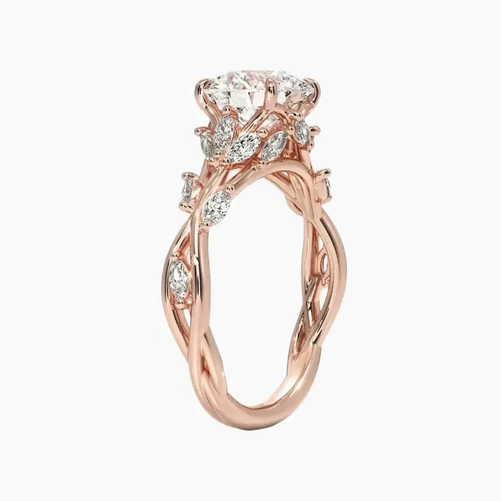 Melia Round Designer Diamond Ring Setting in 14K White Gold