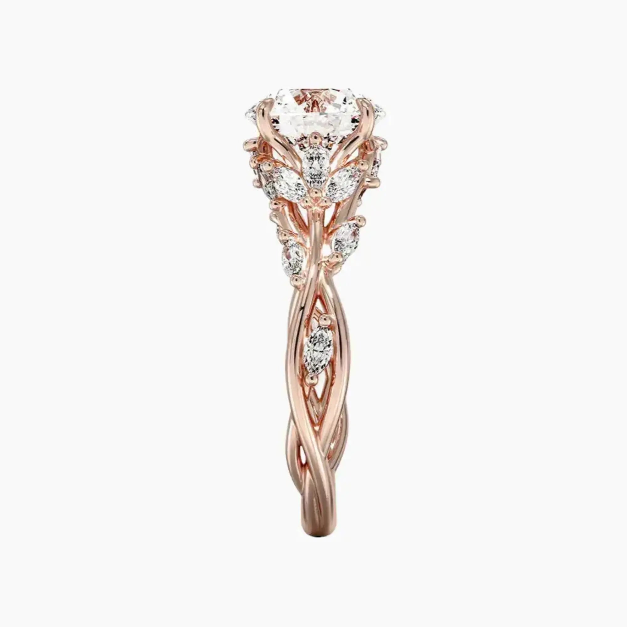 Melia Round Designer 2.5 Carat Lab Grown Diamond Engagement Ring in 14K Rose Gold