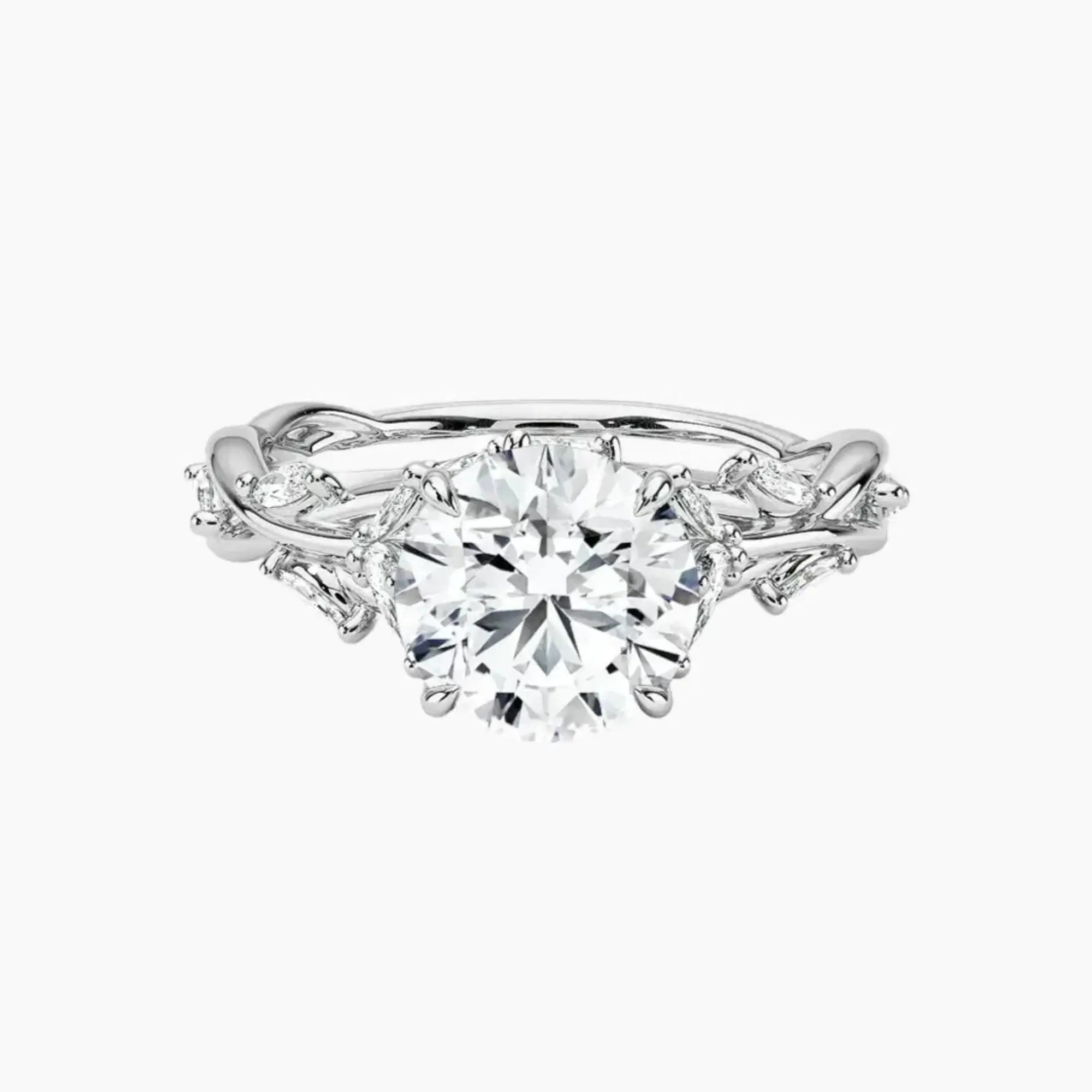 Melia Round Designer Diamond Ring Setting in 18K White Gold