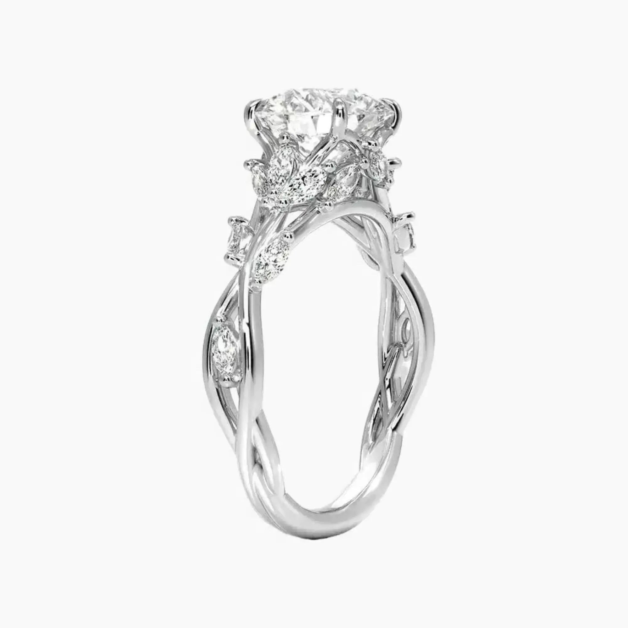 Melia Round Designer 2 Carat Lab Grown Diamond Engagement Ring in 18K Yellow Gold