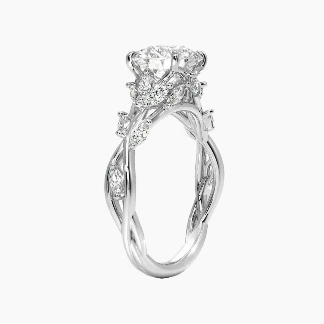Melia Round Designer Diamond Ring Setting in 14K Rose Gold