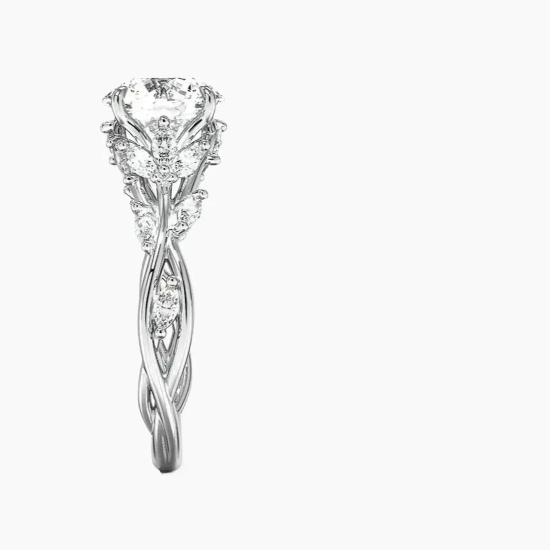 Melia Round Designer Diamond Ring Setting in 14K White Gold