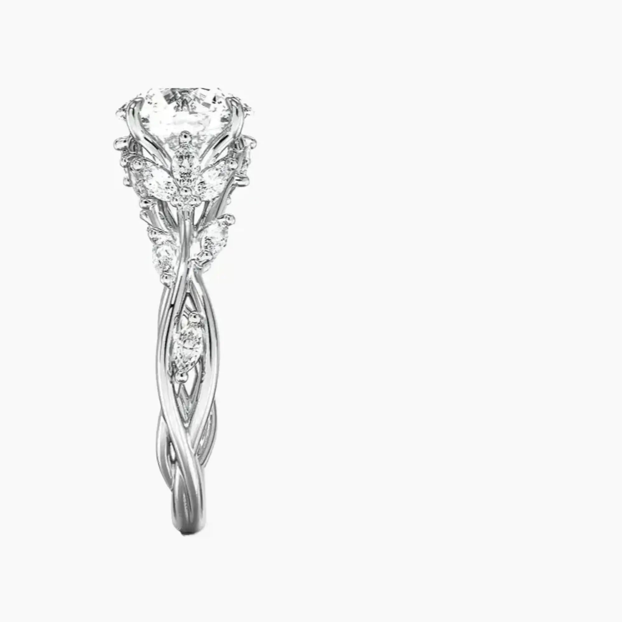 Melia Round Designer Diamond Ring Setting in 14K Yellow Gold