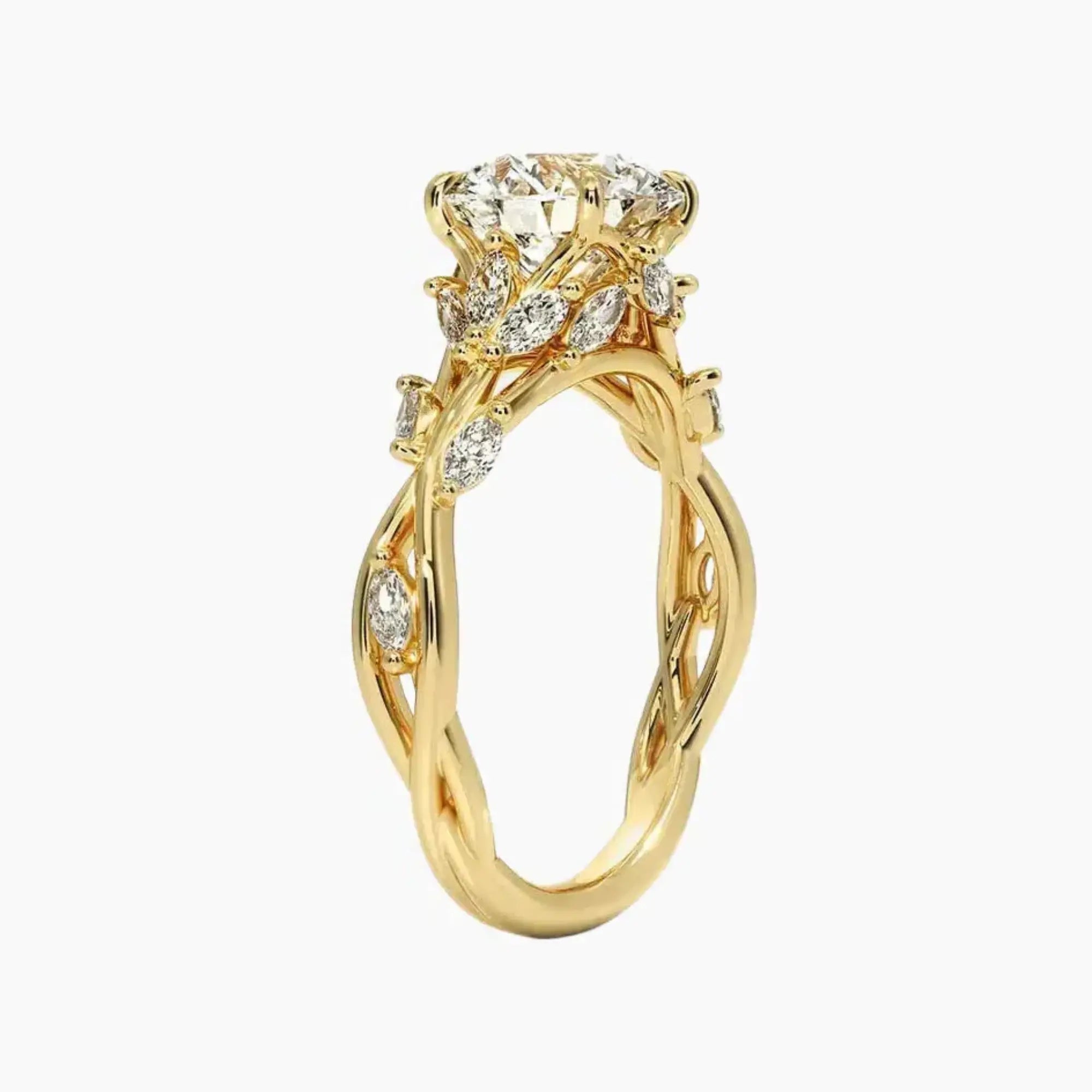 Melia Round Designer 2.5 Carat Lab Grown Diamond Engagement Ring in 14K Yellow Gold