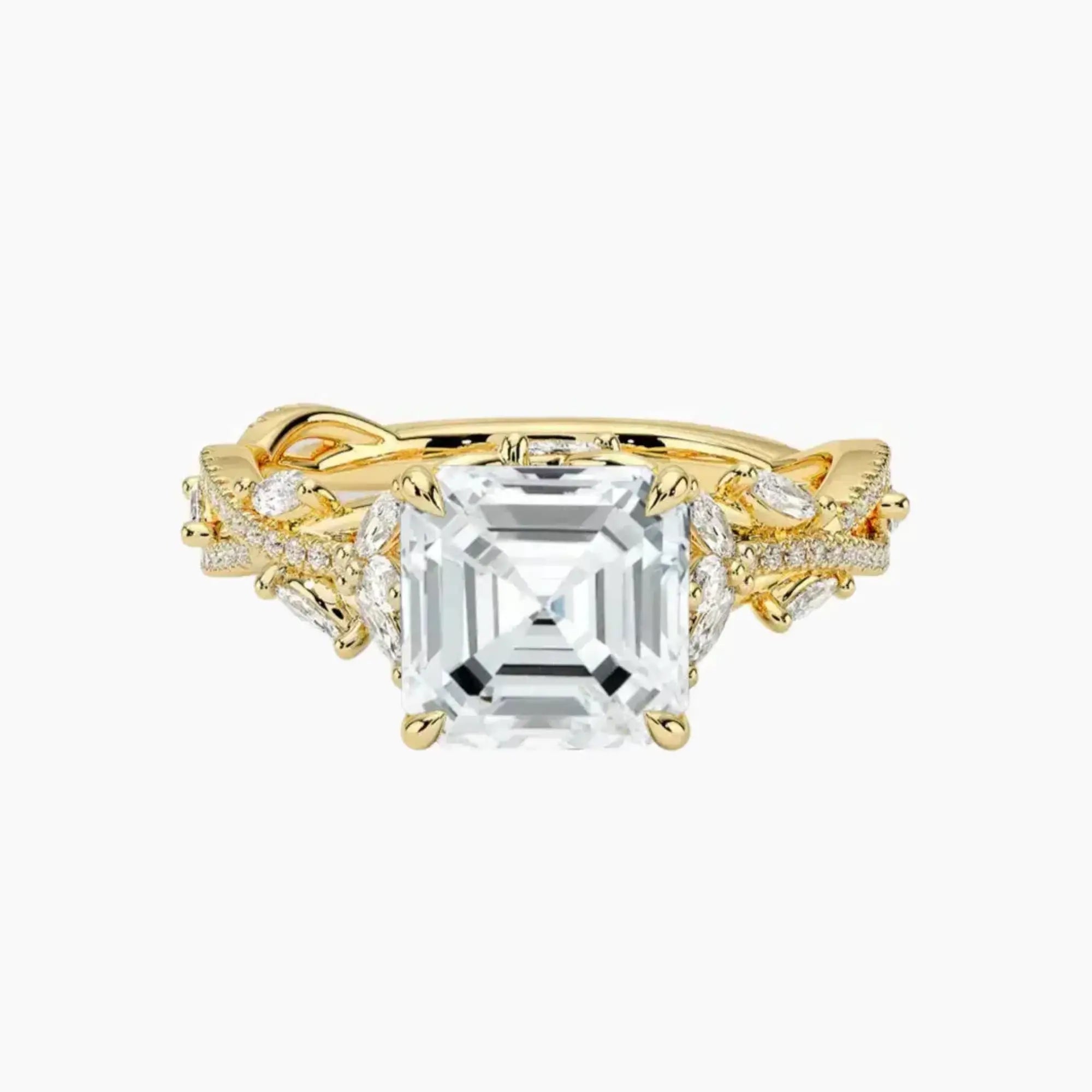 Melia Adorned Asscher Designer 2.5 Carat Lab Grown Diamond Engagement Ring in 14K Rose Gold