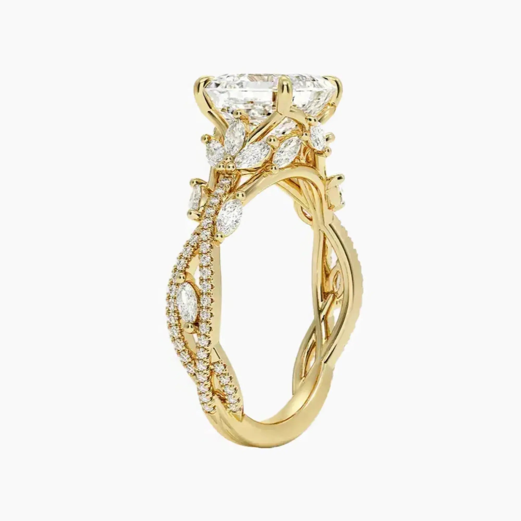 Melia Adorned Asscher Designer 2.5 Carat Lab Grown Diamond Engagement Ring in 14K White Gold