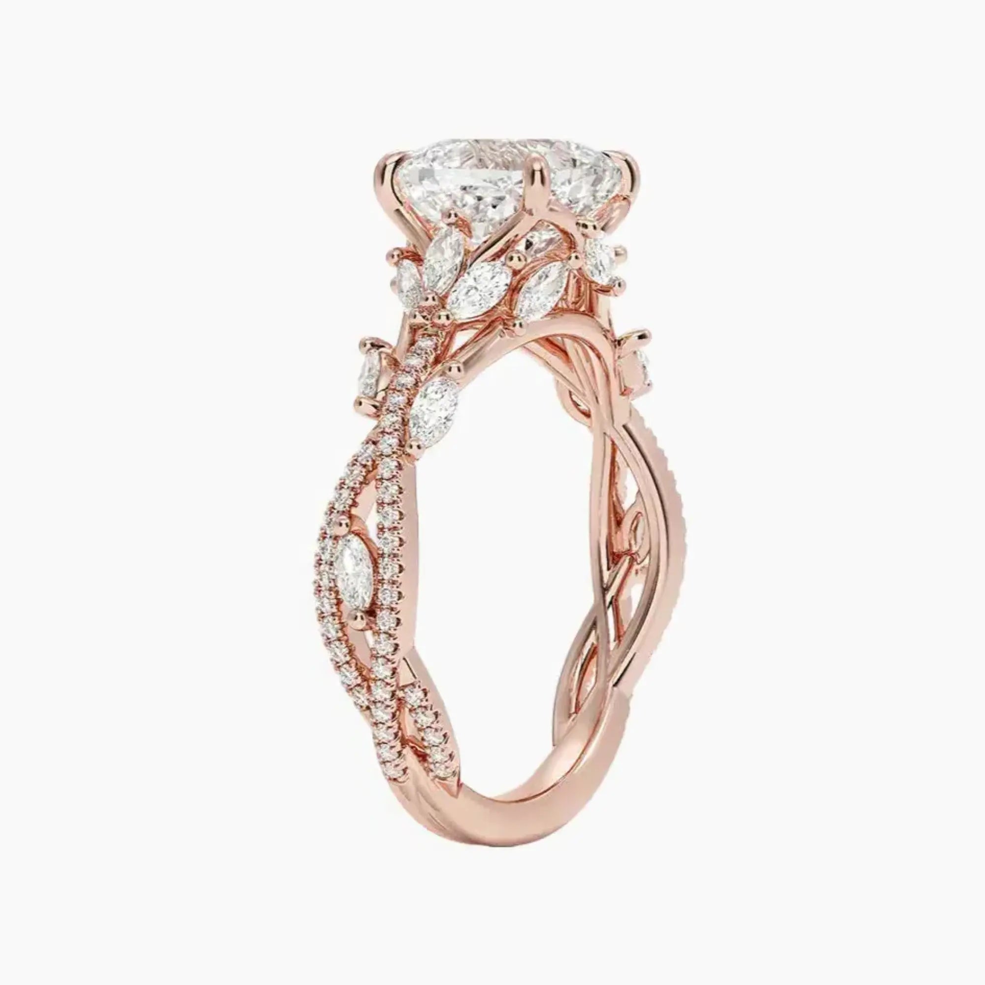 Melia Adorned Cushion Designer 1 Carat Lab Grown Diamond Engagement Ring in 18K Yellow Gold
