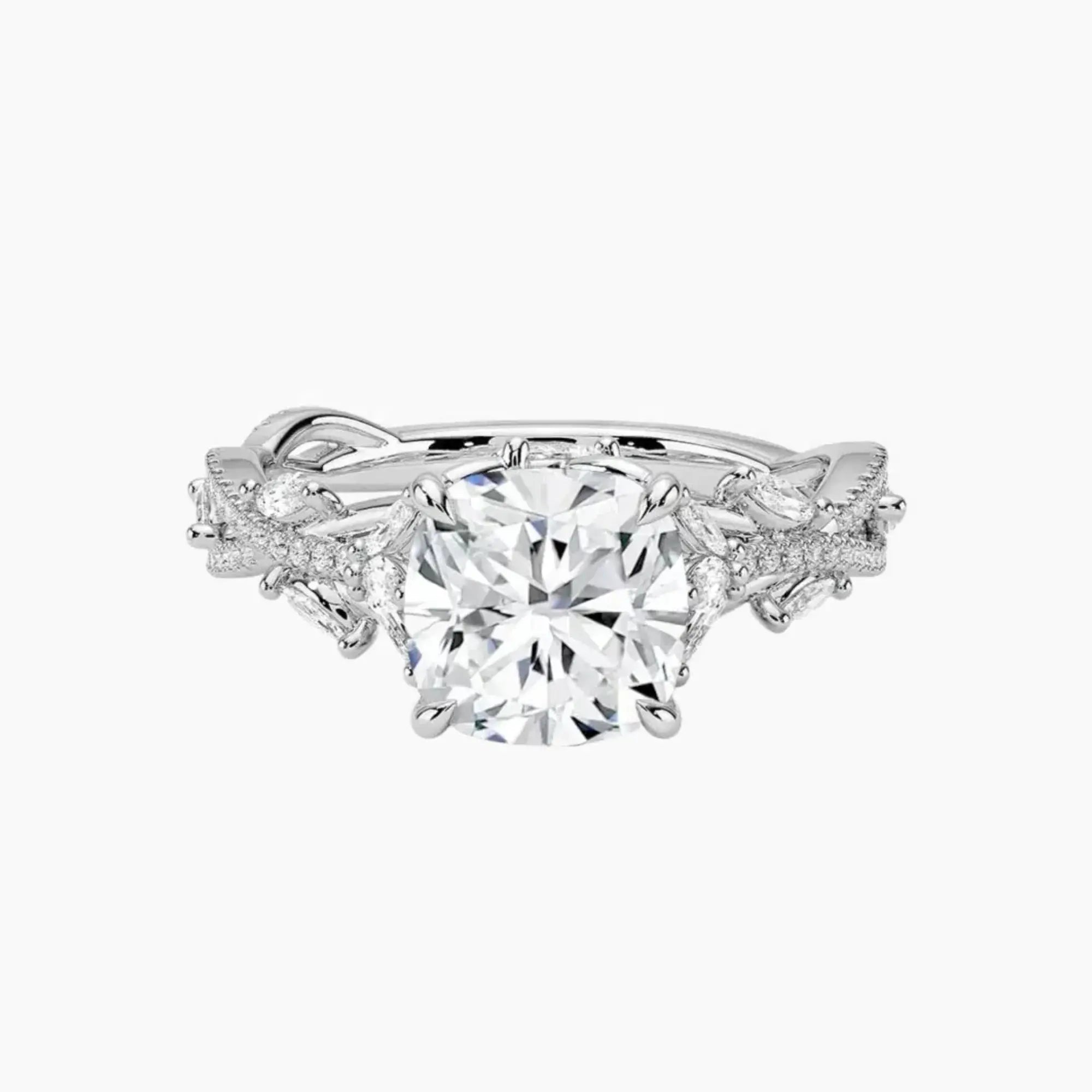 Melia Adorned Cushion Designer 1.5 Carat Lab Grown Diamond Engagement Ring in 14K Yellow Gold