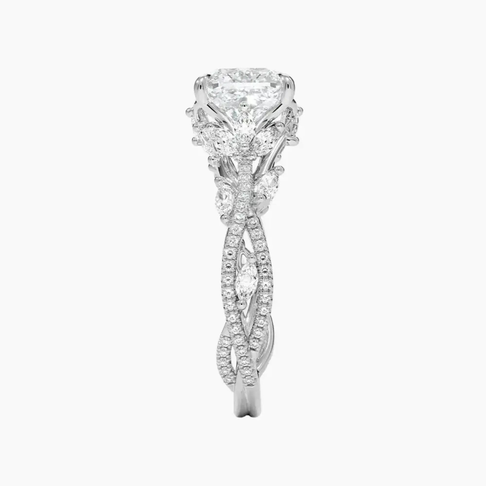 Melia Adorned Cushion Designer 1 Carat Lab Grown Diamond Engagement Ring in 18K Yellow Gold