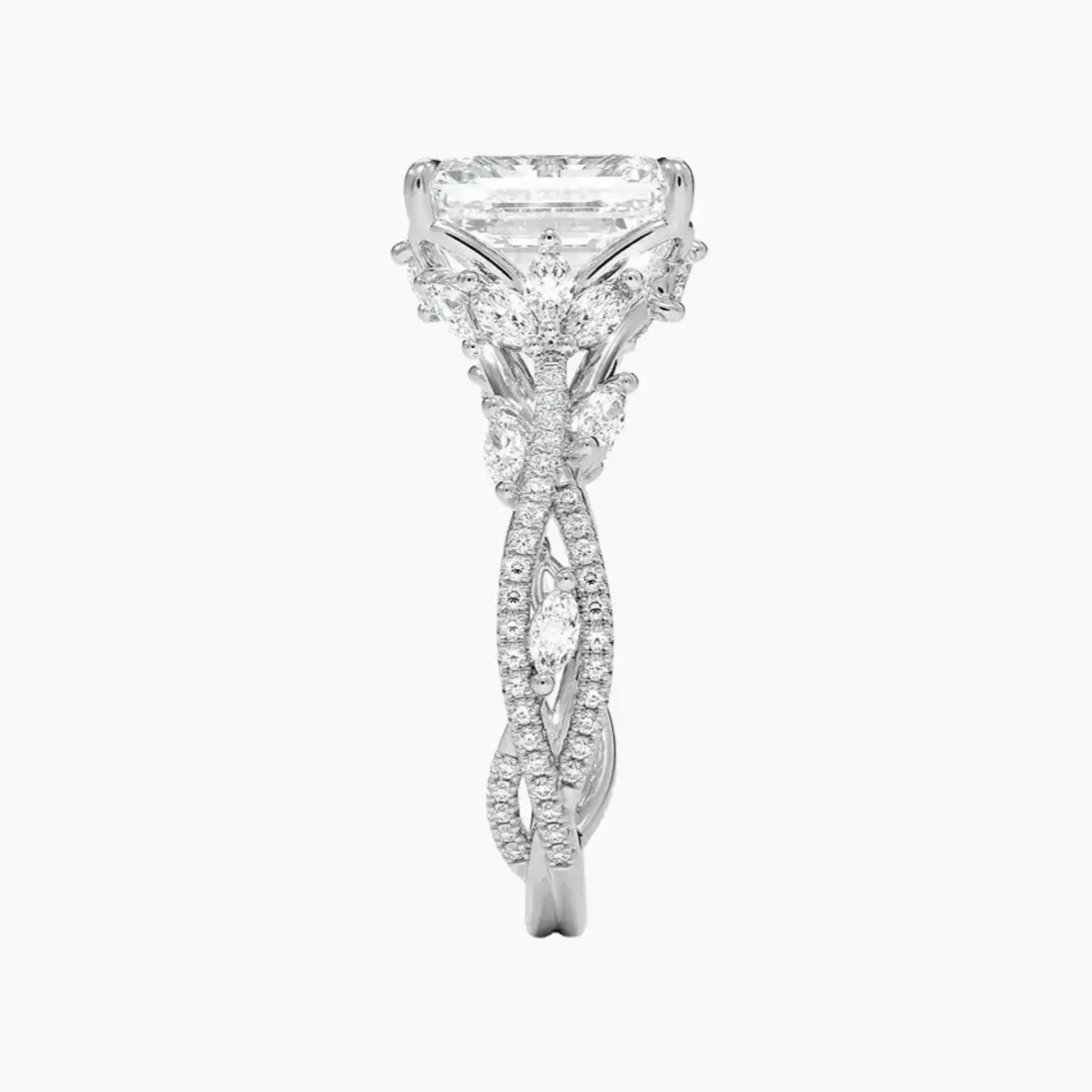 Melia Adorned Emerald Designer Diamond Ring Setting in 18K Rose Gold