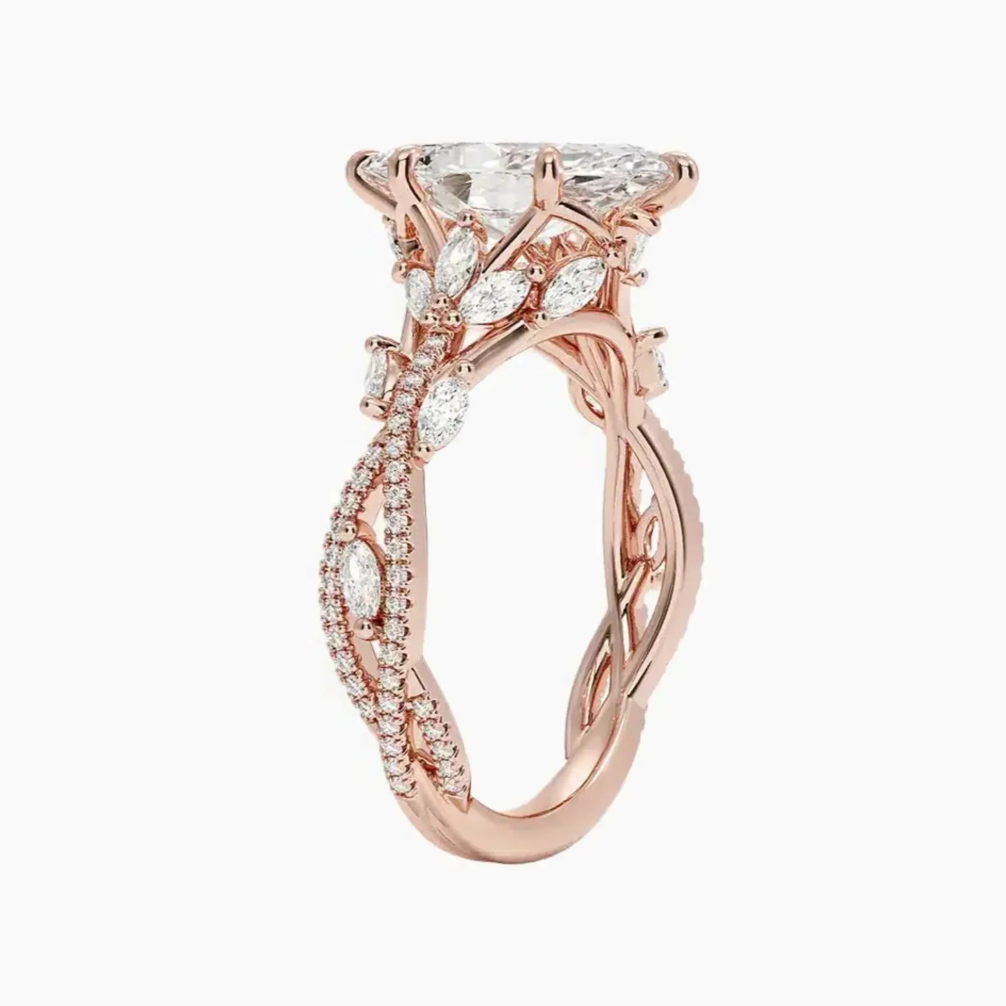 Melia Adorned Marquise Designer 1 Carat Lab Grown Diamond Engagement Ring in 18K White Gold