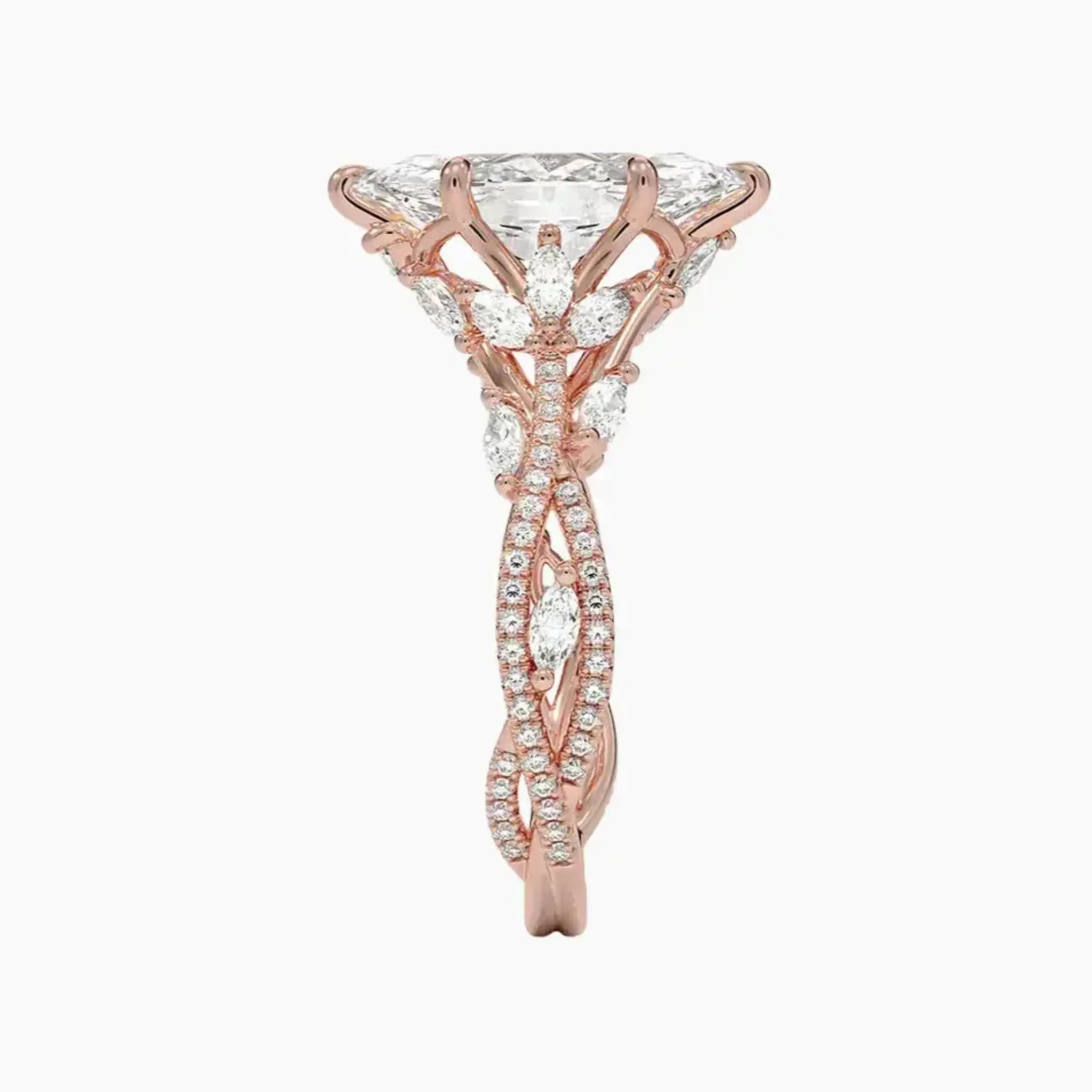 Melia Adorned Marquise Designer 2.5 Carat Lab Grown Diamond Engagement Ring in 18K White Gold