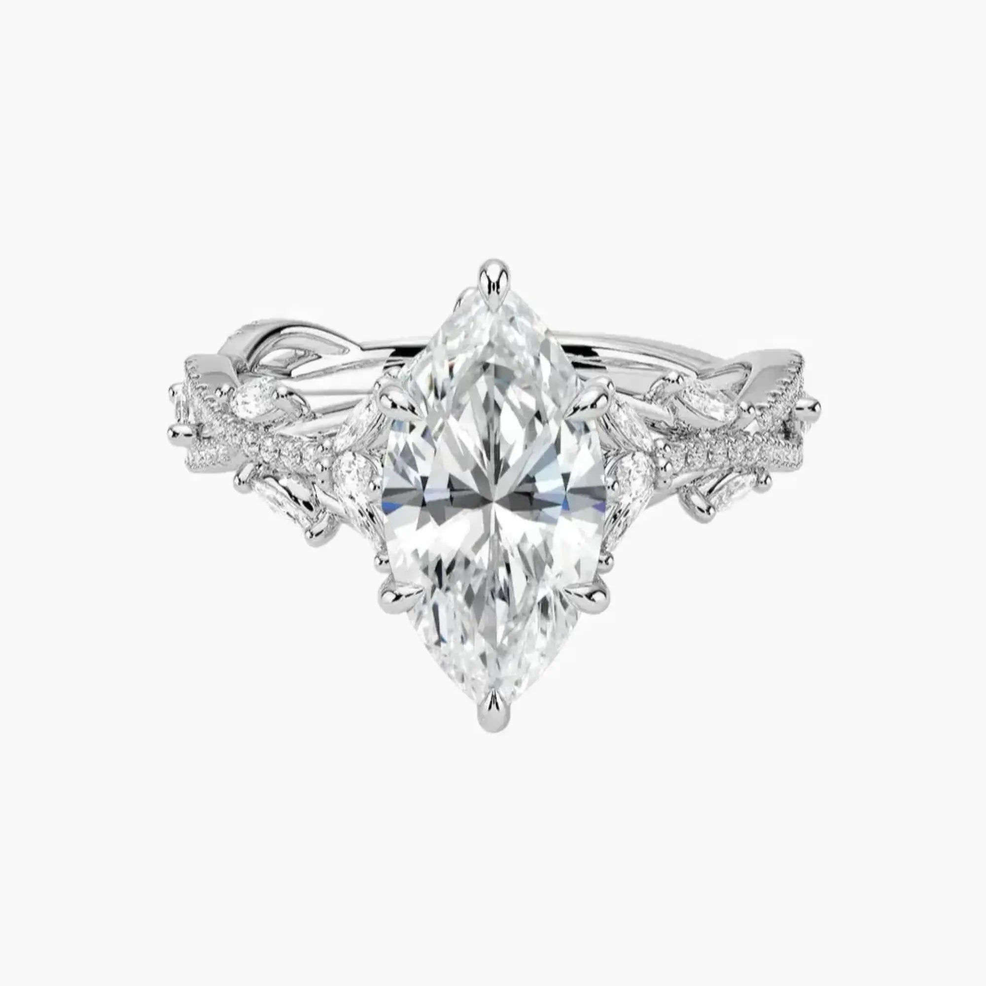 Melia Adorned Marquise Designer 1.5 Carat Lab Grown Diamond Engagement Ring in 18K Yellow Gold