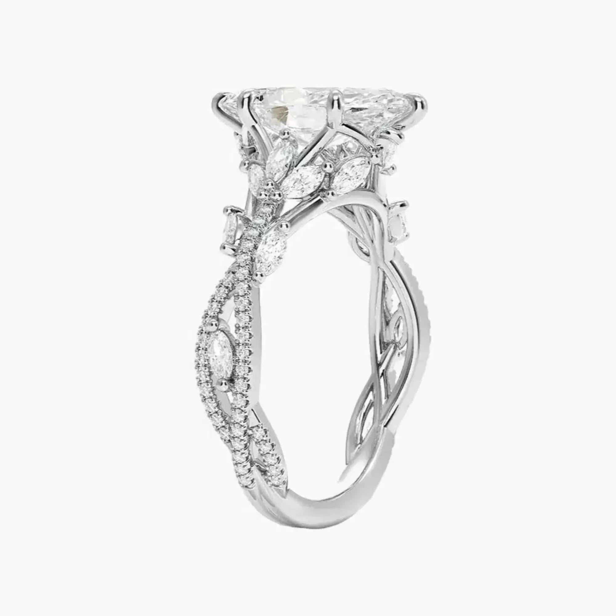 Melia Adorned Marquise Designer 3 Carat Lab Grown Diamond Engagement Ring in 18K Rose Gold