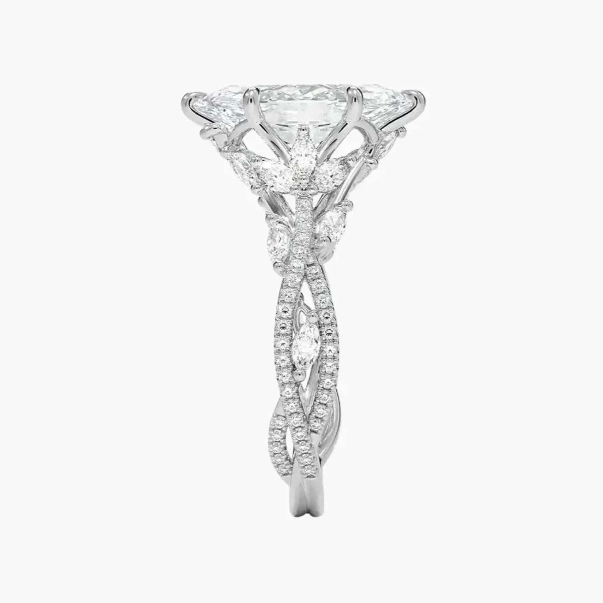 Melia Adorned Marquise Designer Diamond Ring Setting in 14K Yellow Gold