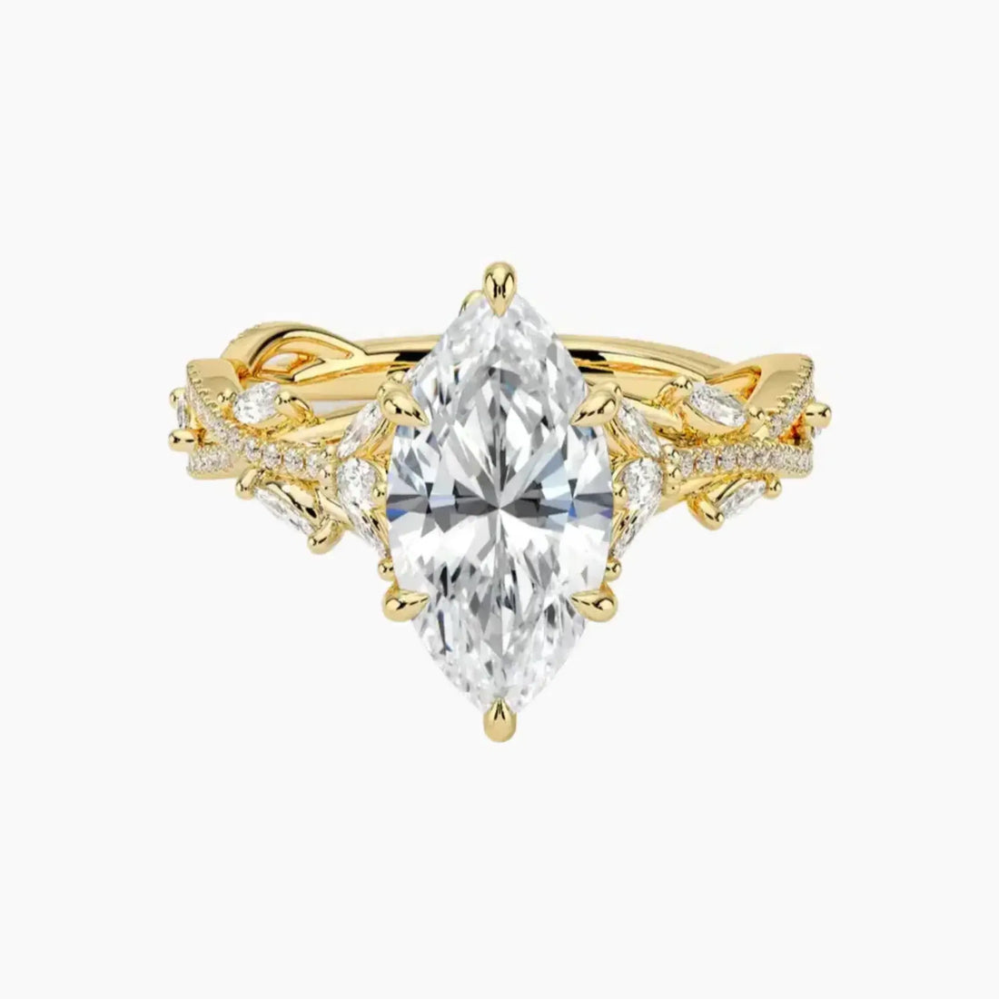 Melia Adorned Marquise Designer 1 Carat Lab Grown Diamond Engagement Ring in 14K Rose Gold
