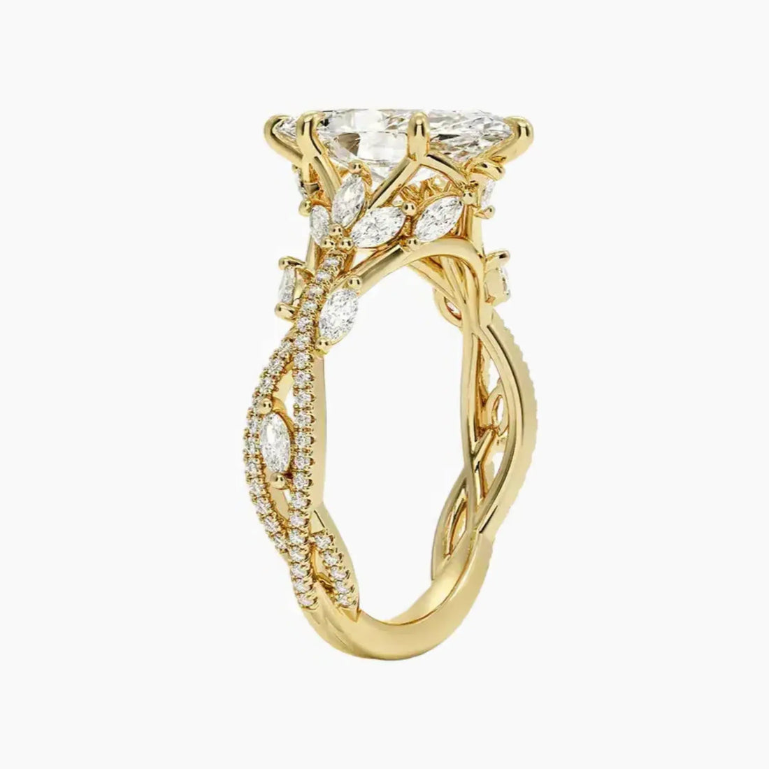 Melia Adorned Marquise Designer 1.5 Carat Lab Grown Diamond Engagement Ring in 18K Rose Gold