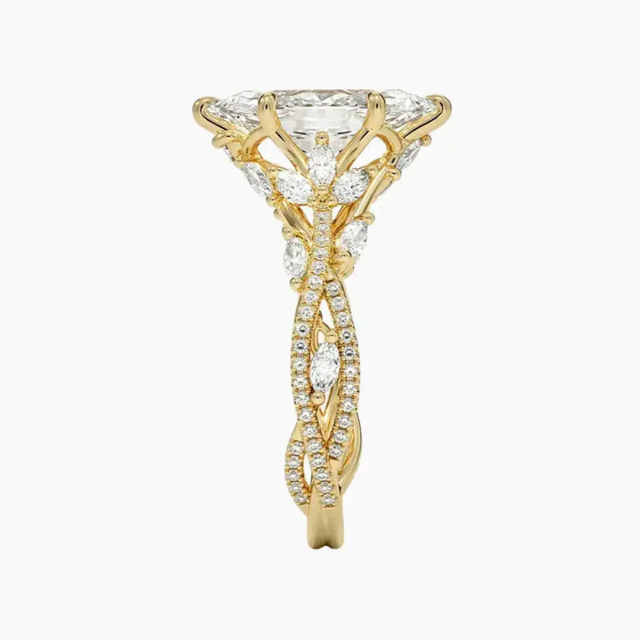 Melia Adorned Marquise Designer 1 Carat Lab Grown Diamond Engagement Ring in 18K Rose Gold