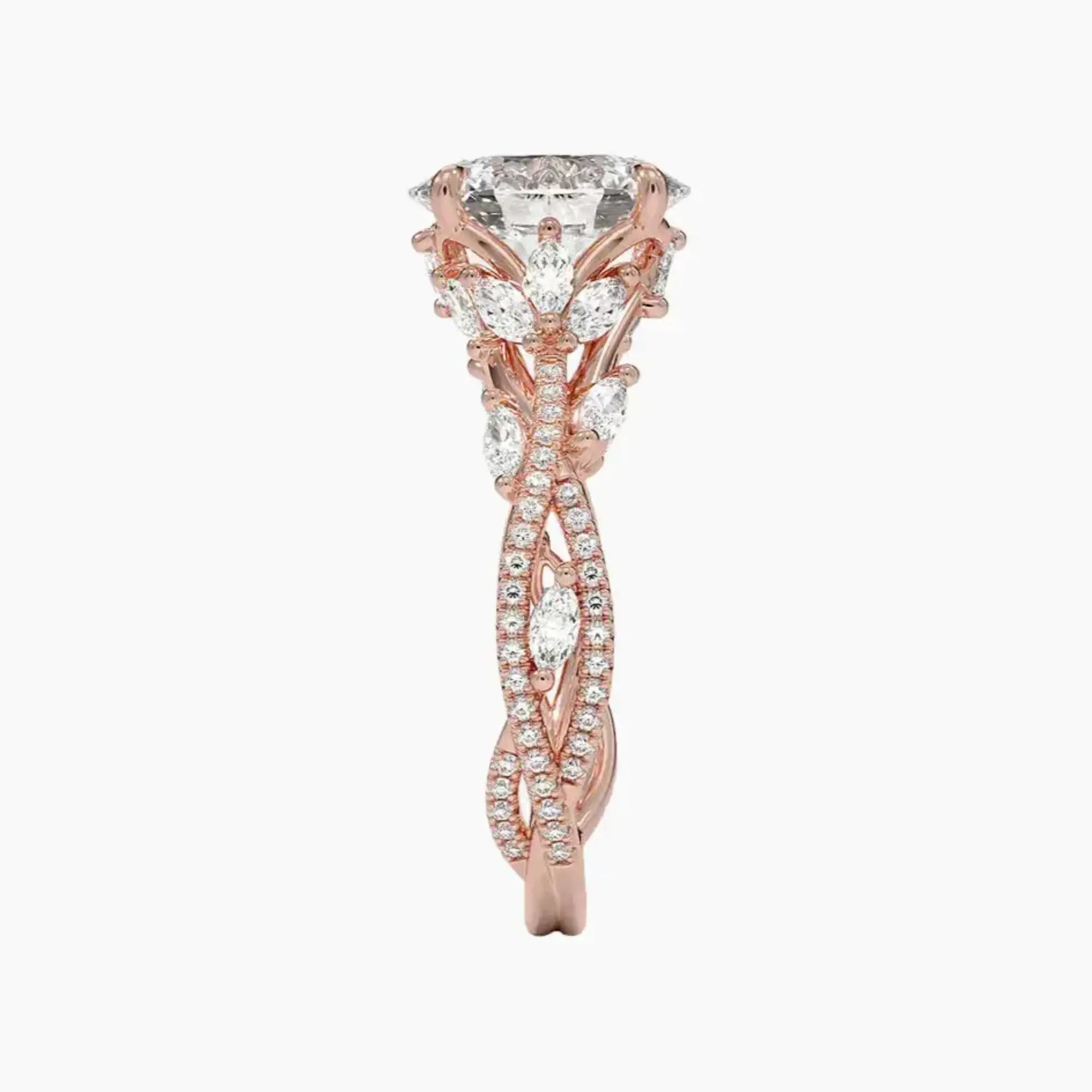 Melia Adorned Oval Designer 1.5 Carat Lab Grown Diamond Engagement Ring in 14K Rose Gold