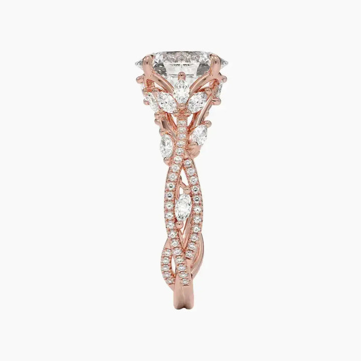 Melia Adorned Oval Designer 1 Carat Lab Grown Diamond Engagement Ring in 14K White Gold