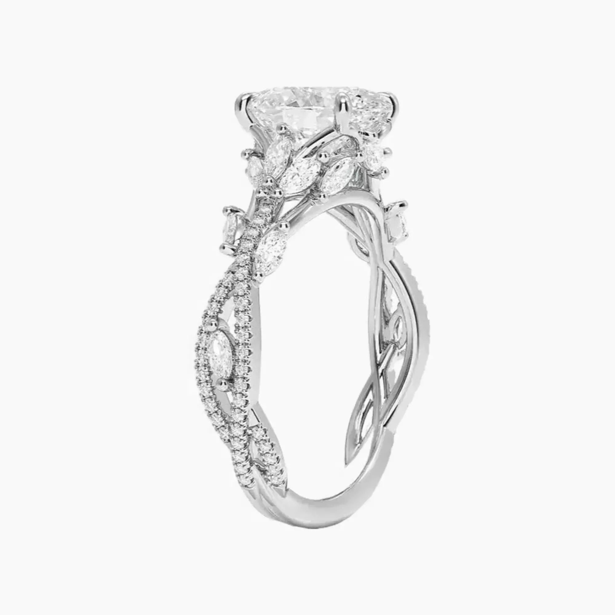Melia Adorned Oval Designer 2.5 Carat Lab Grown Diamond Engagement Ring in 14K Yellow Gold
