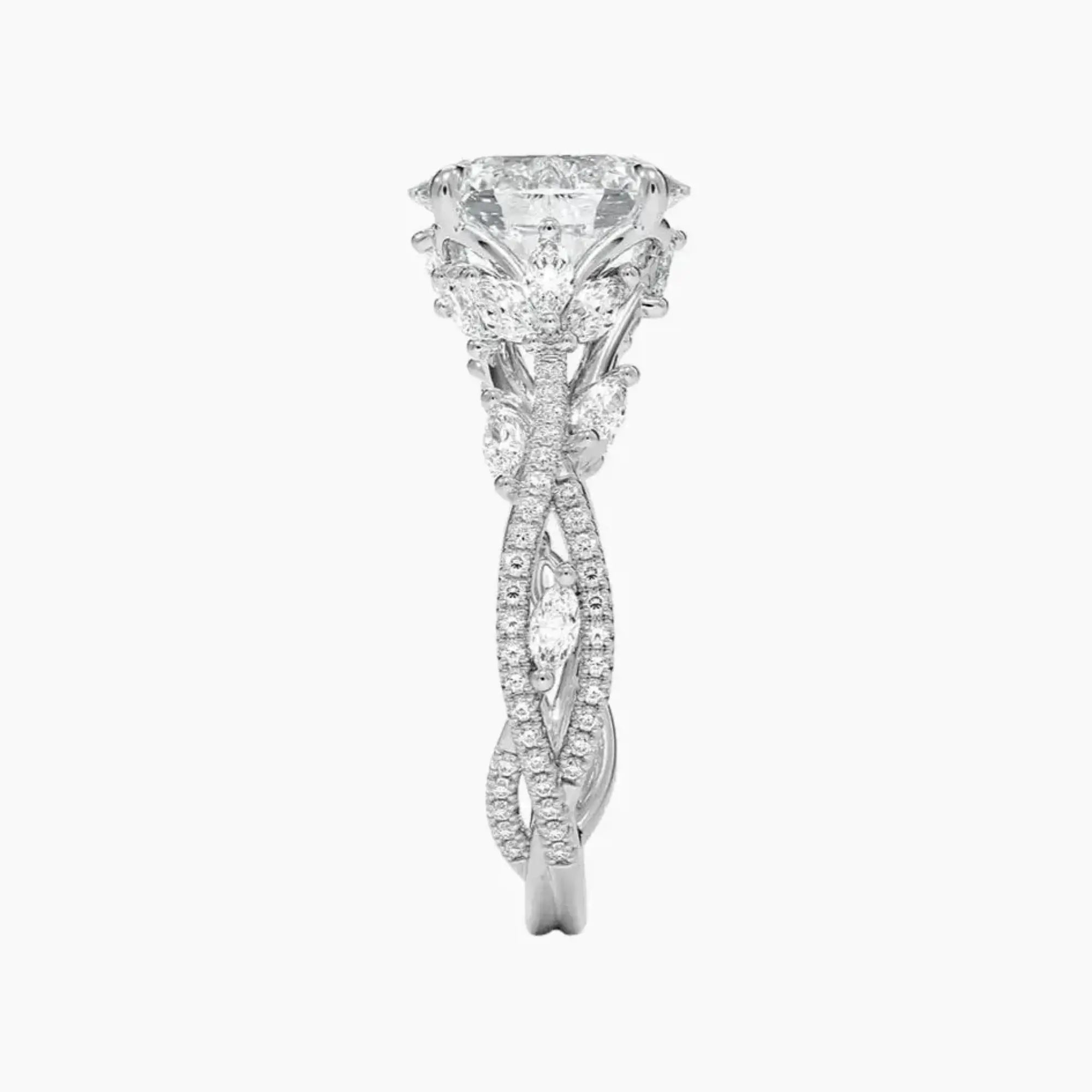 Melia Adorned Oval Designer 2 Carat Lab Grown Diamond Engagement Ring in 18K White Gold