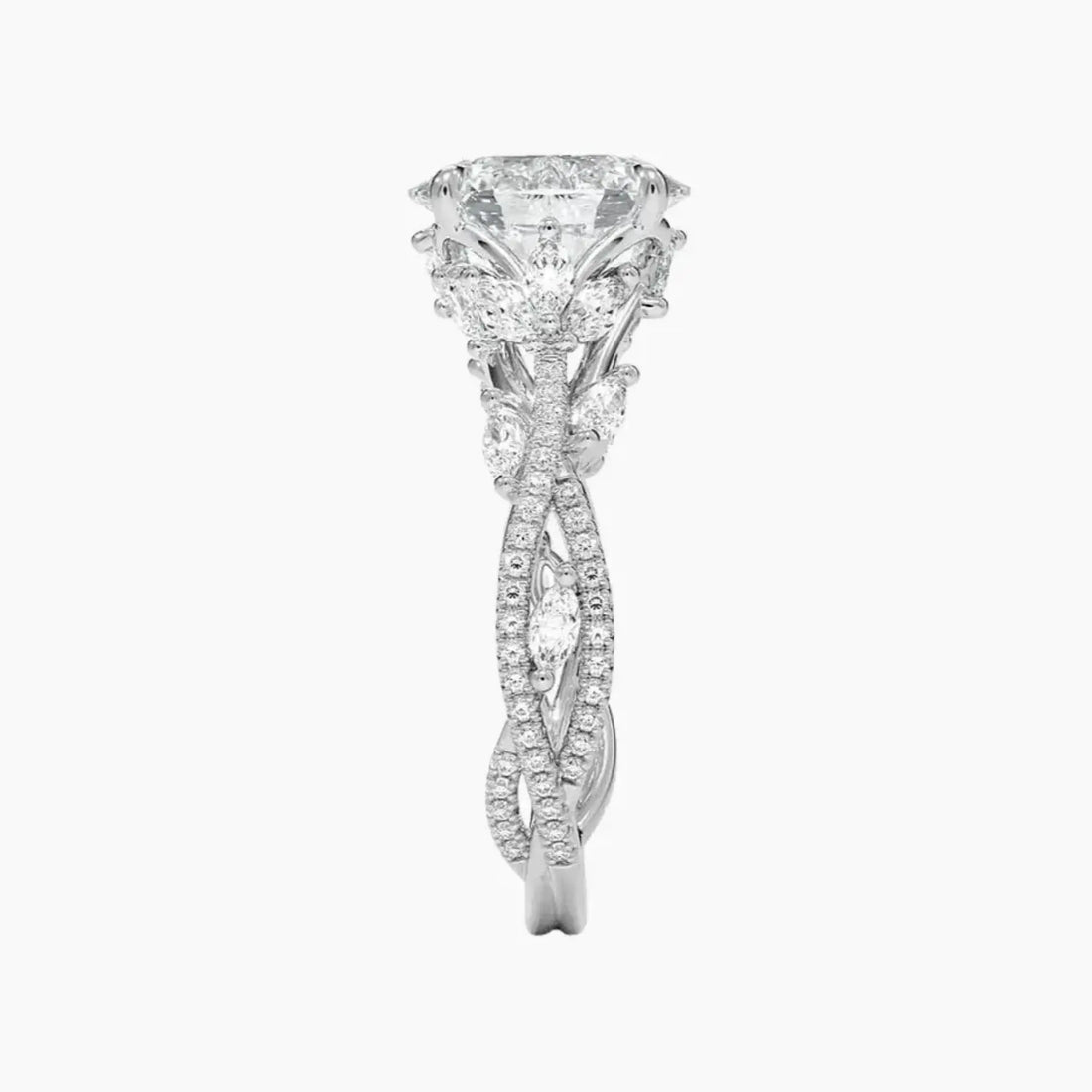 Melia Adorned Oval Designer 3 Carat Lab Grown Diamond Engagement Ring in 18K Yellow Gold