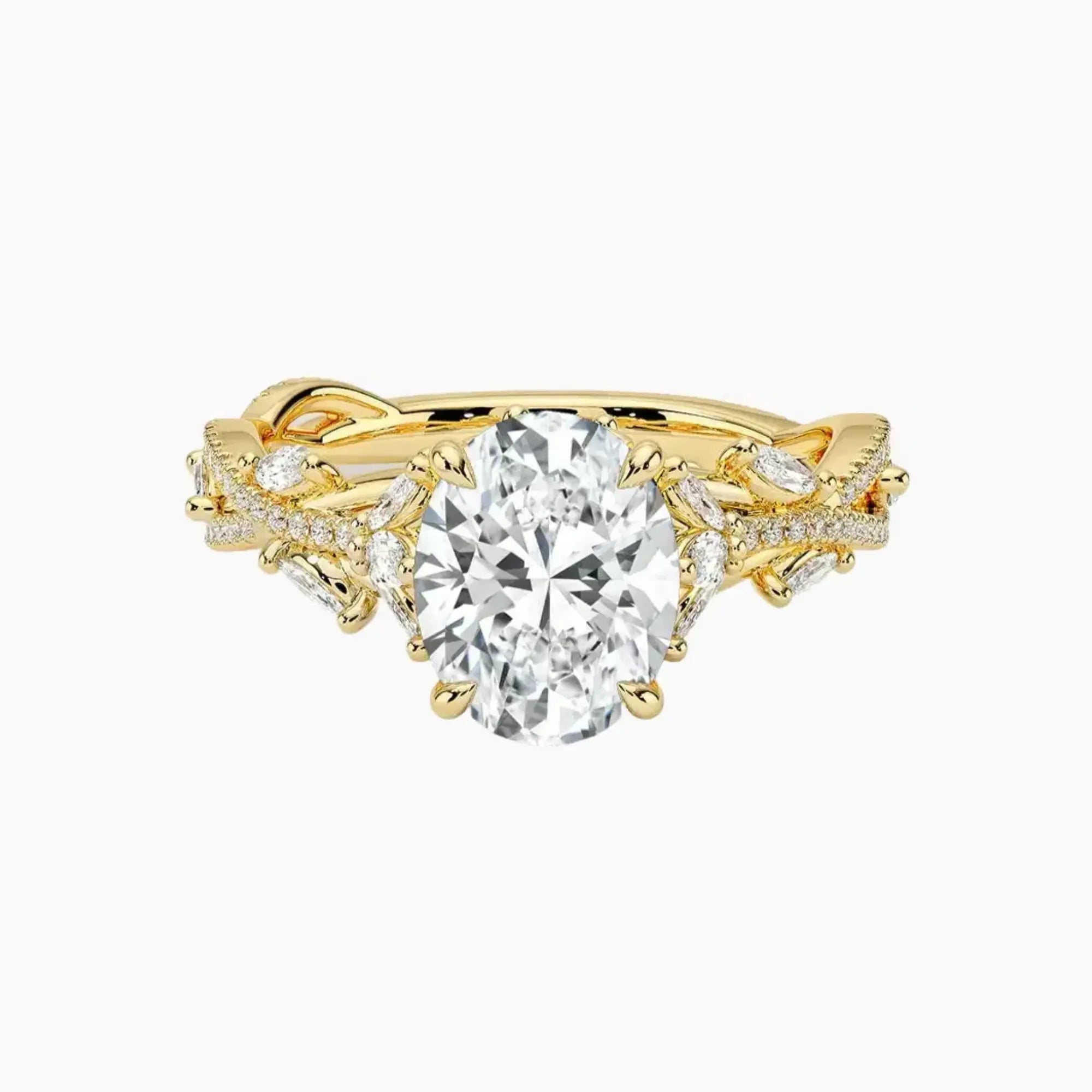Melia Adorned Oval Designer 2 Carat Lab Grown Diamond Engagement Ring in 18K White Gold