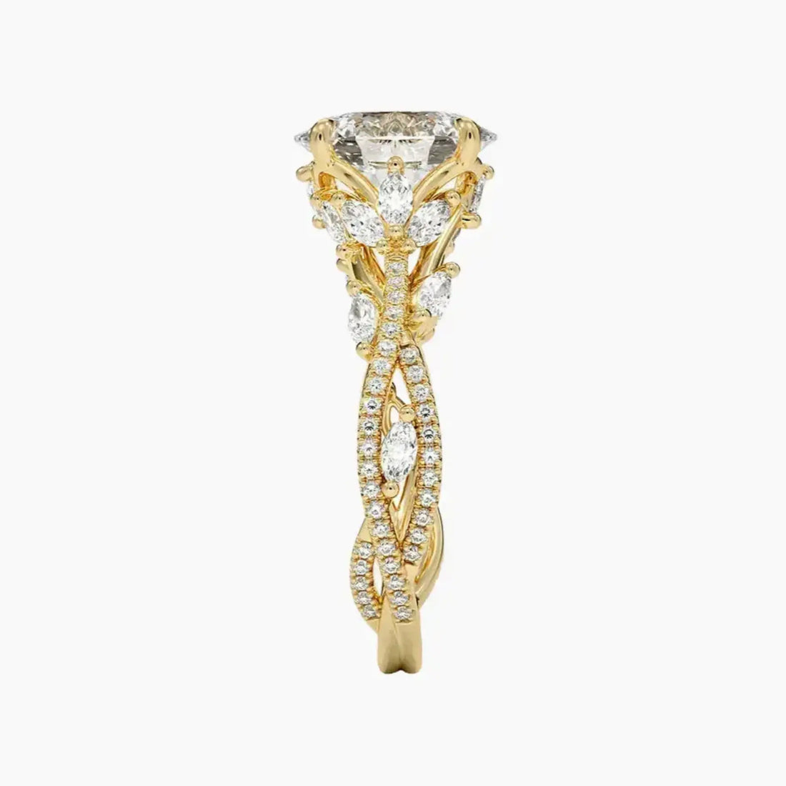 Melia Adorned Oval Designer 2.5 Carat Lab Grown Diamond Engagement Ring in 18K Yellow Gold