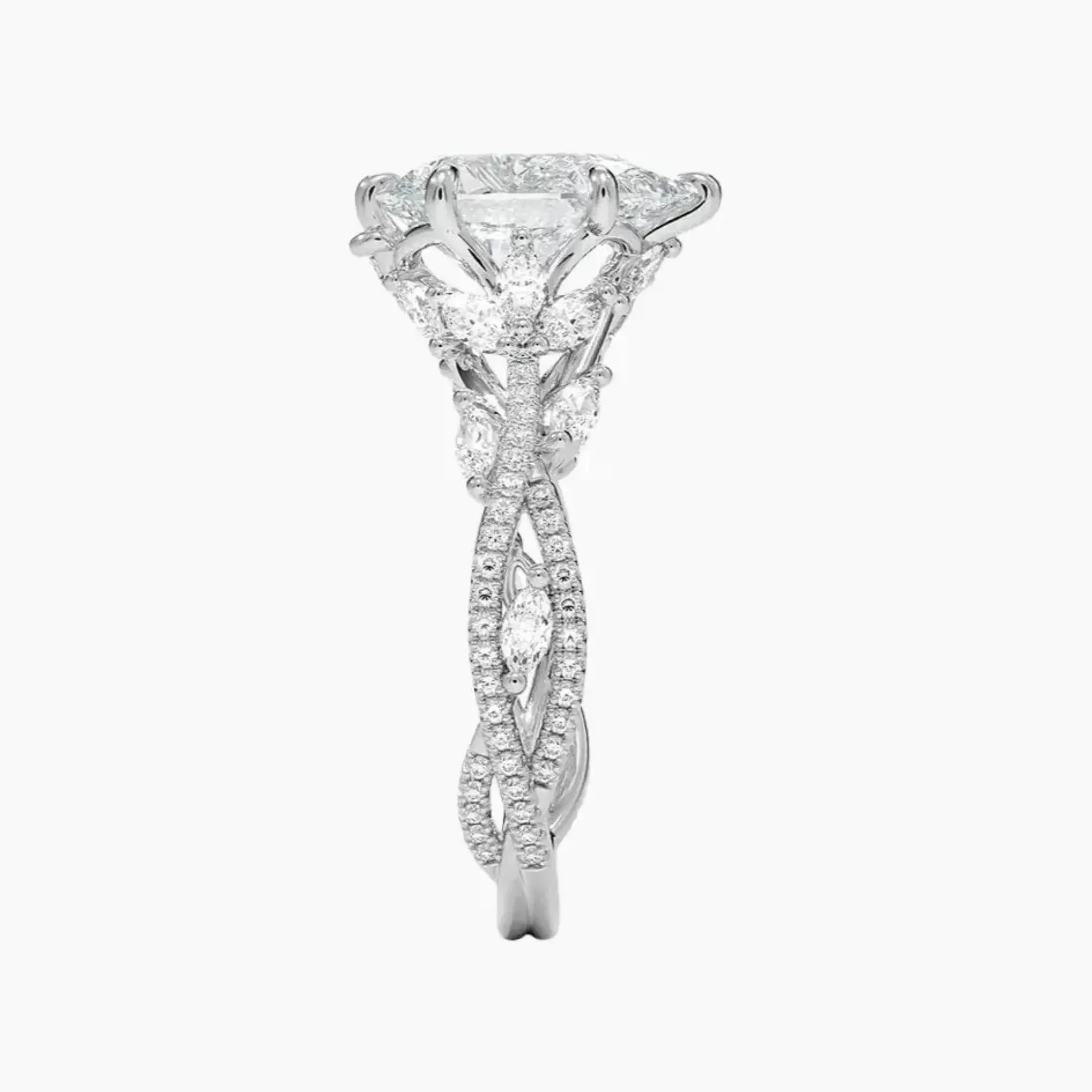 Melia Adorned Pear Designer 2 Carat Lab Grown Diamond Engagement Ring in 18K Yellow Gold
