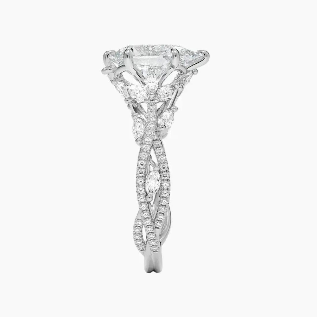 Melia Adorned Pear Designer Diamond Ring Setting in 14K Yellow Gold