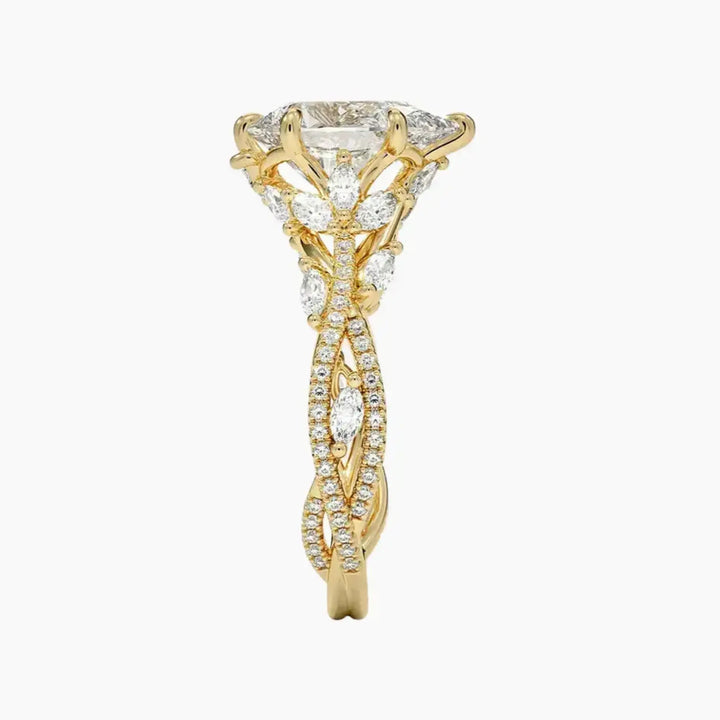 Melia Adorned Pear Designer 2 Carat Lab Grown Diamond Engagement Ring in 14K Rose Gold