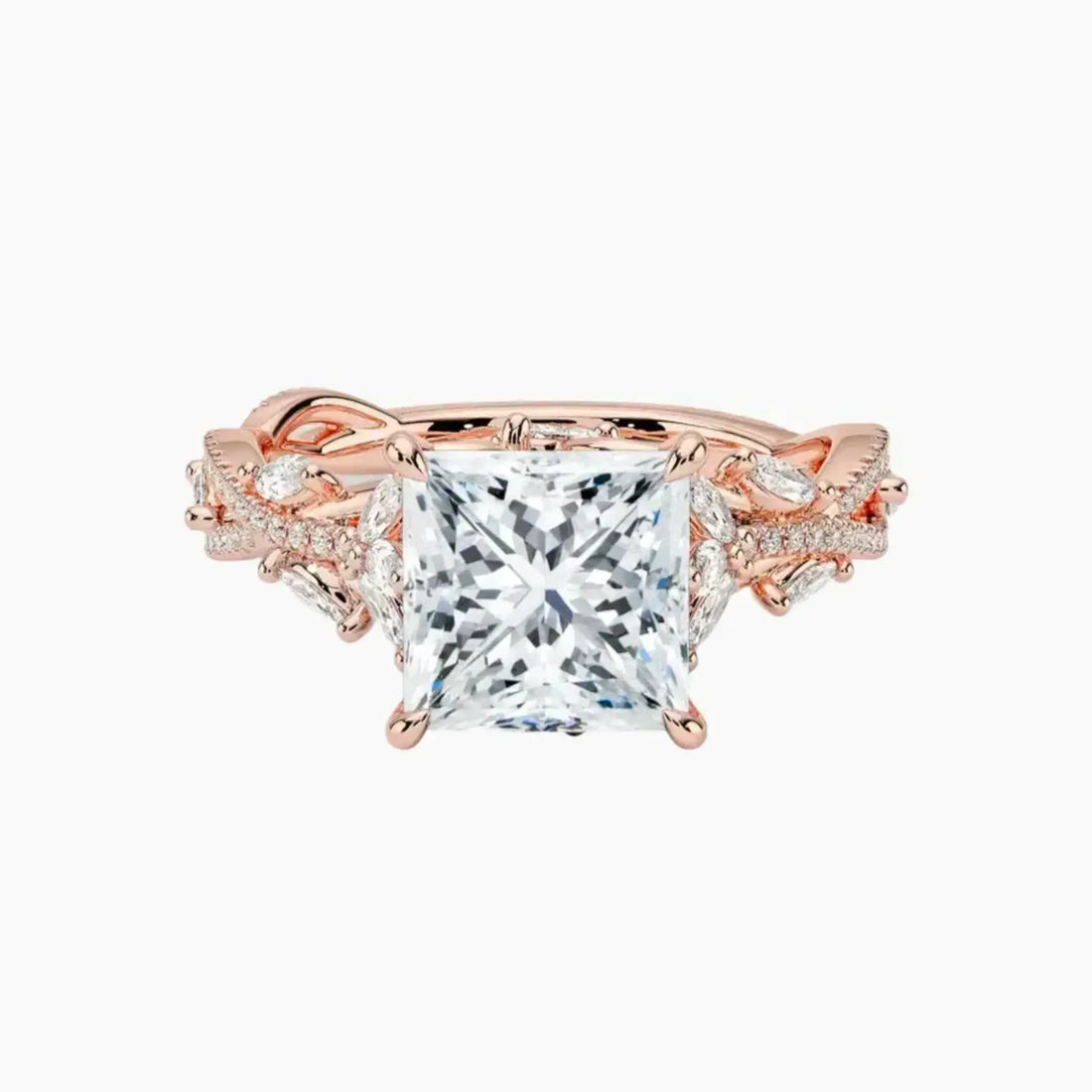 Melia Adorned Princess Designer 2 Carat Lab Grown Diamond Engagement Ring in 14K Yellow Gold
