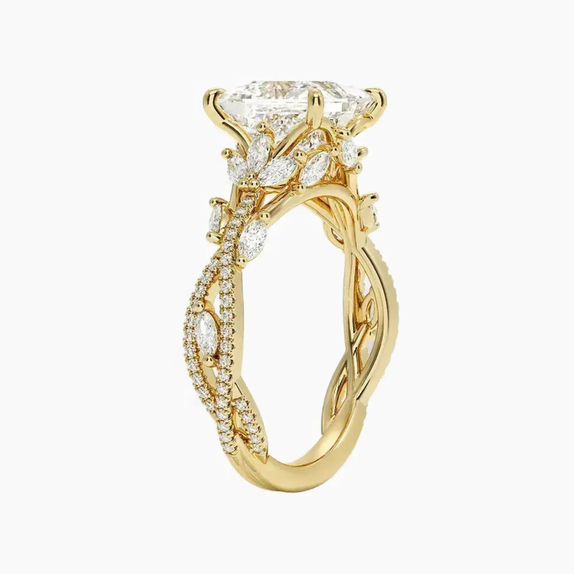 Melia Adorned Princess Designer 3 Carat Lab Grown Diamond Engagement Ring in 14K White Gold