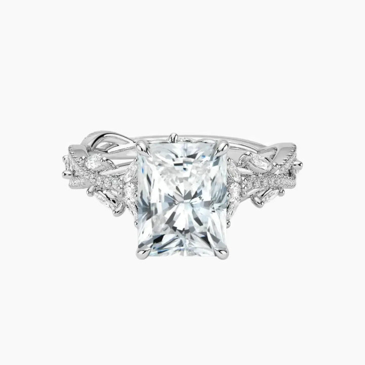 Melia Adorned Radiant Designer 1.5 Carat Lab Grown Diamond Engagement Ring in 18K White Gold