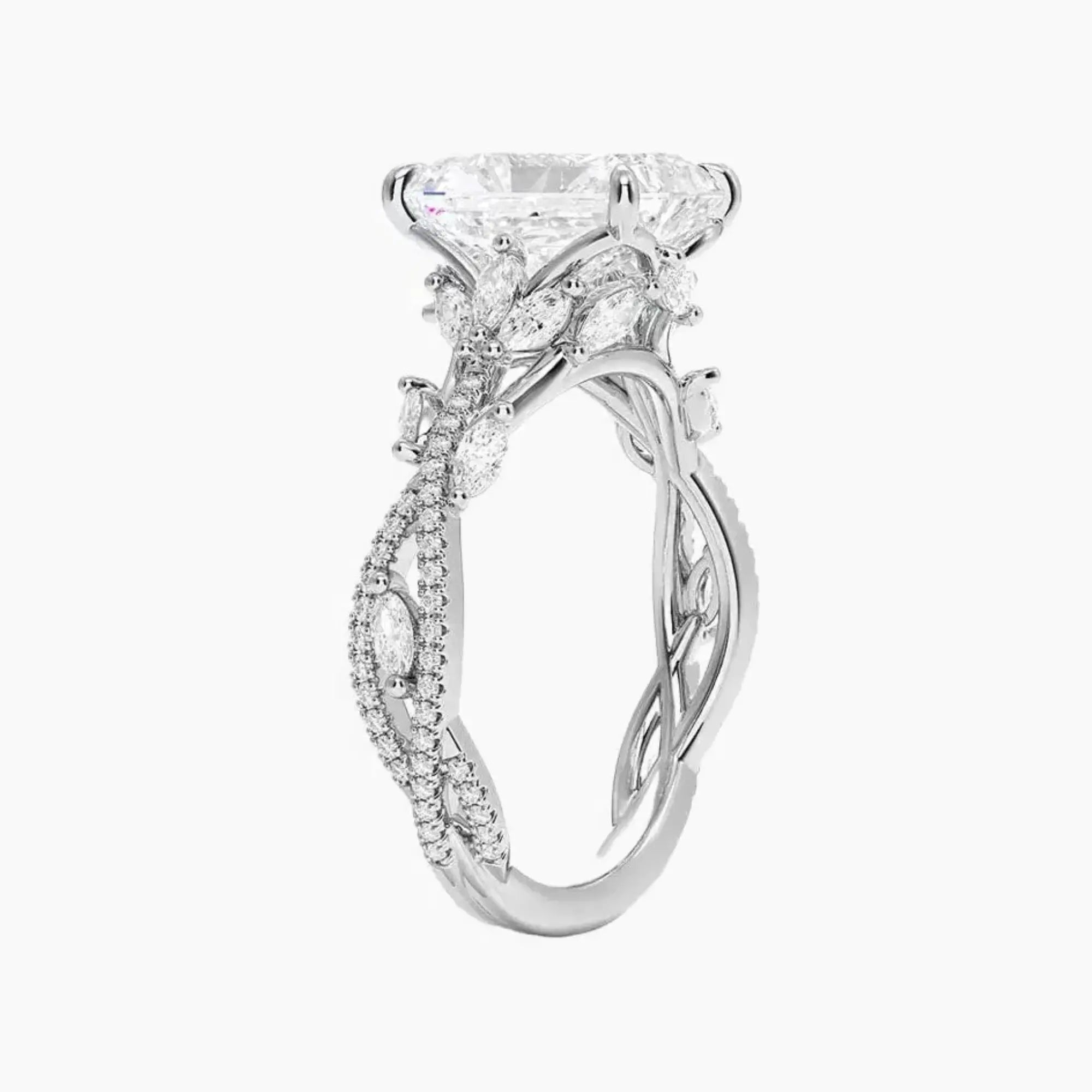 Melia Adorned Radiant Designer 1 Carat Lab Grown Diamond Engagement Ring in 14K Yellow Gold