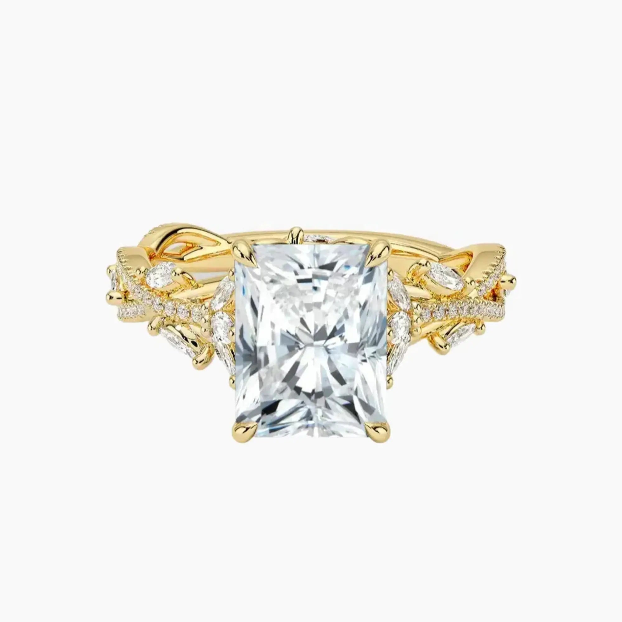 Melia Adorned Radiant Designer 1.5 Carat Lab Grown Diamond Engagement Ring in 18K Rose Gold