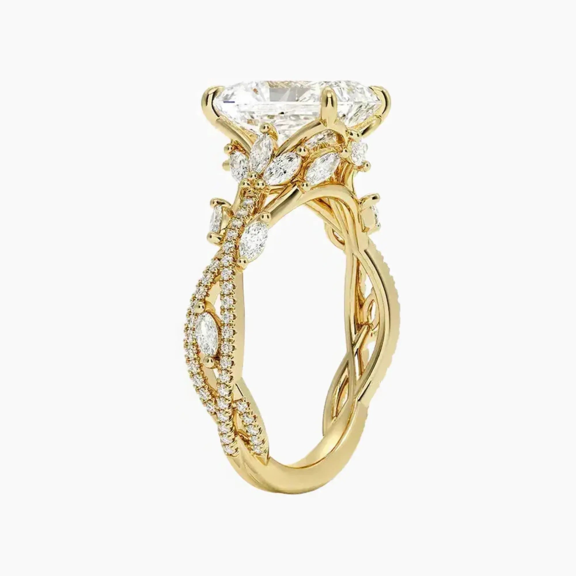 Melia Adorned Radiant Designer Diamond Ring Setting in 18K Rose Gold