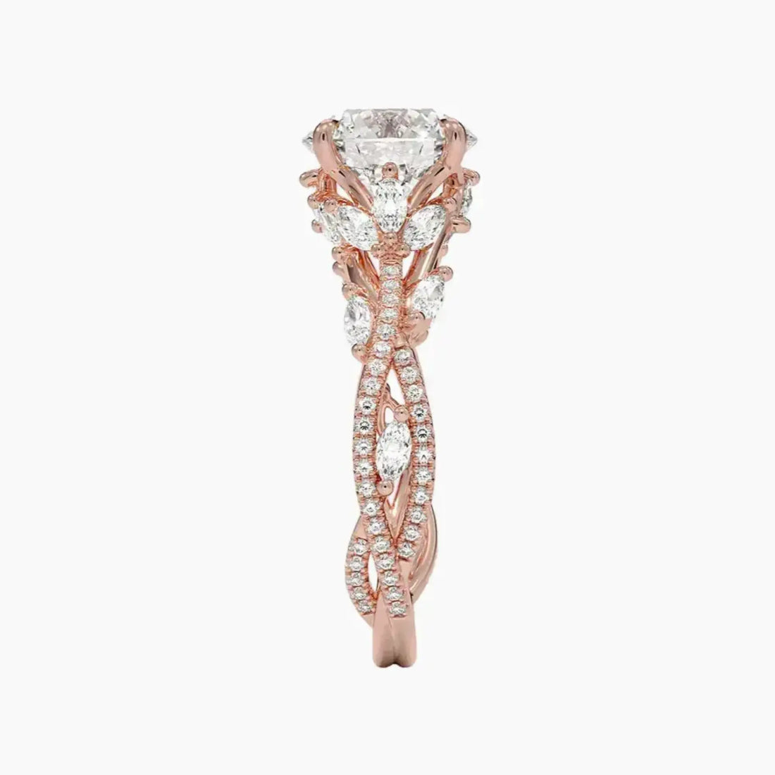 Melia Adorned Round Designer 2 Carat Lab Grown Diamond Engagement Ring in 18K Yellow Gold