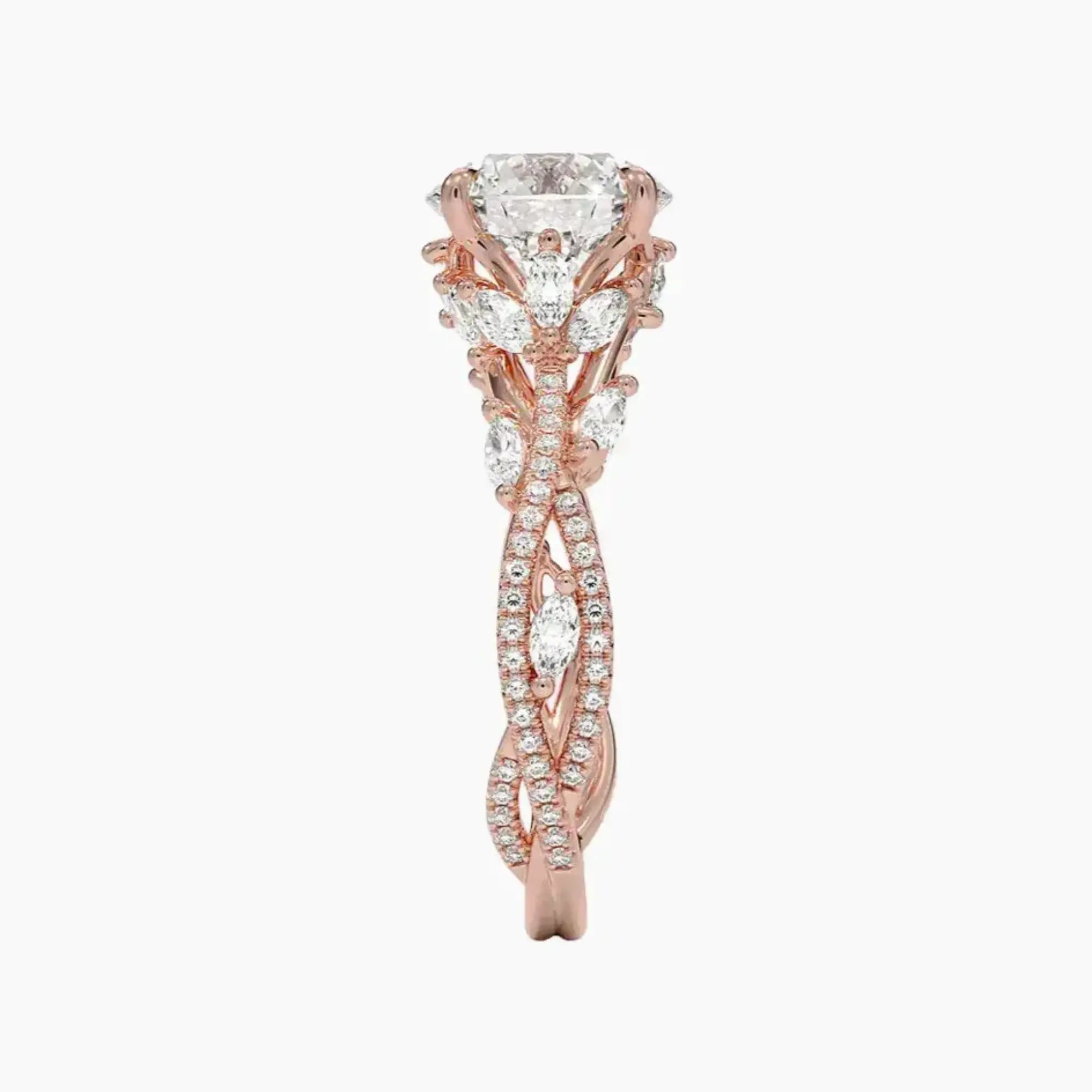 Melia Adorned Round Designer 1.5 Carat Lab Grown Diamond Engagement Ring in 14K White Gold