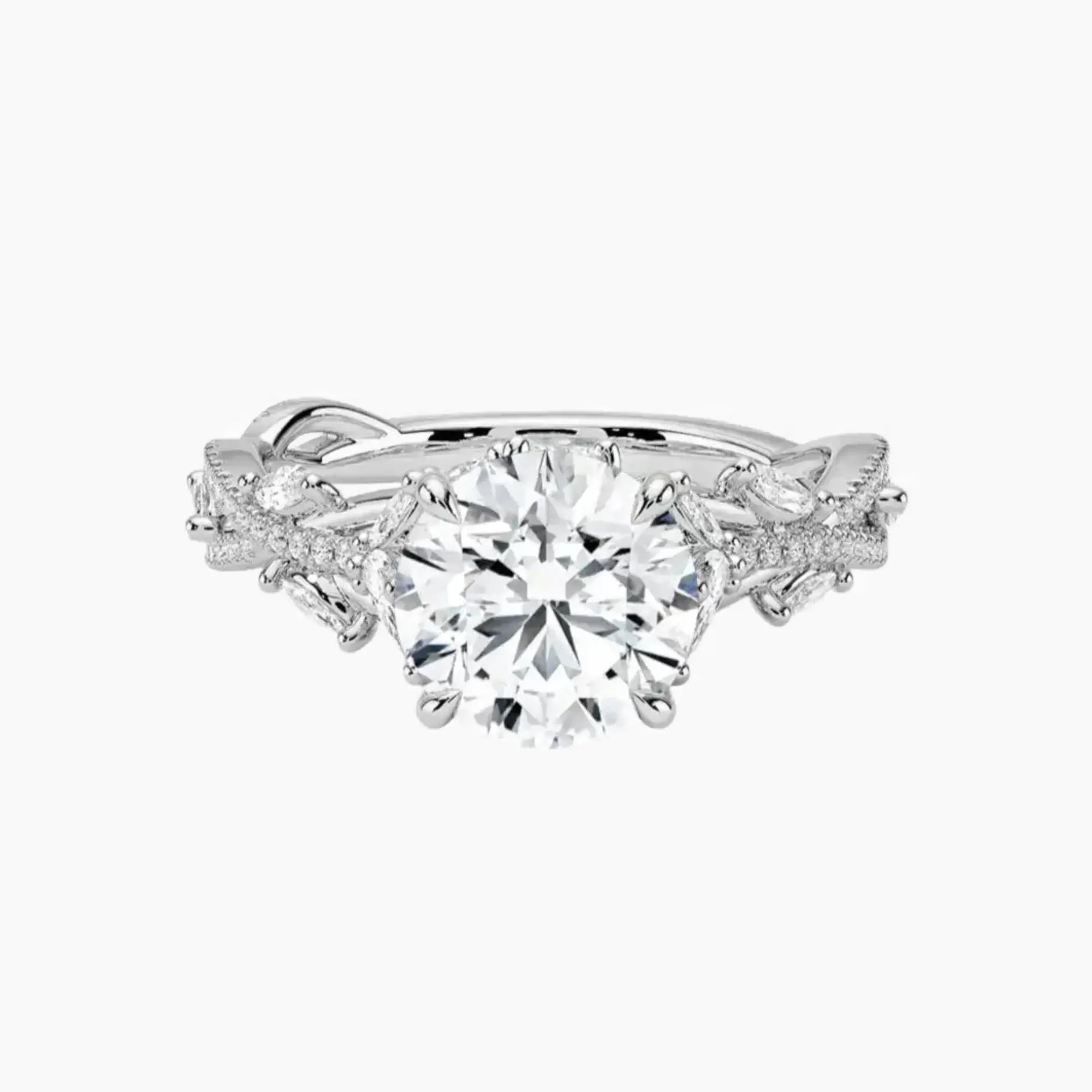 Melia Adorned Round Designer 1.5 Carat Lab Grown Diamond Engagement Ring in 18K Yellow Gold