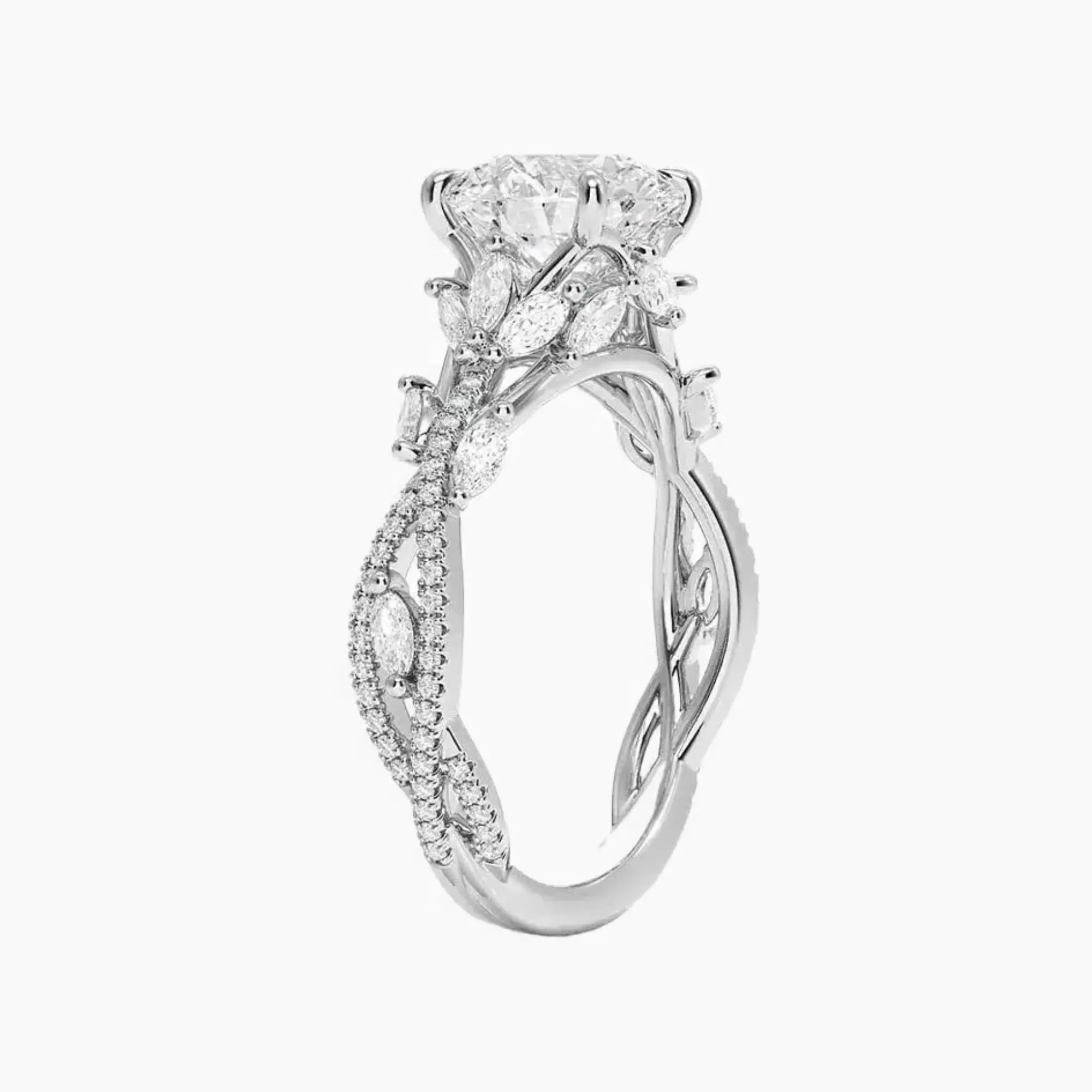 Melia Adorned Round Designer 1.5 Carat Lab Grown Diamond Engagement Ring in 14K Yellow Gold