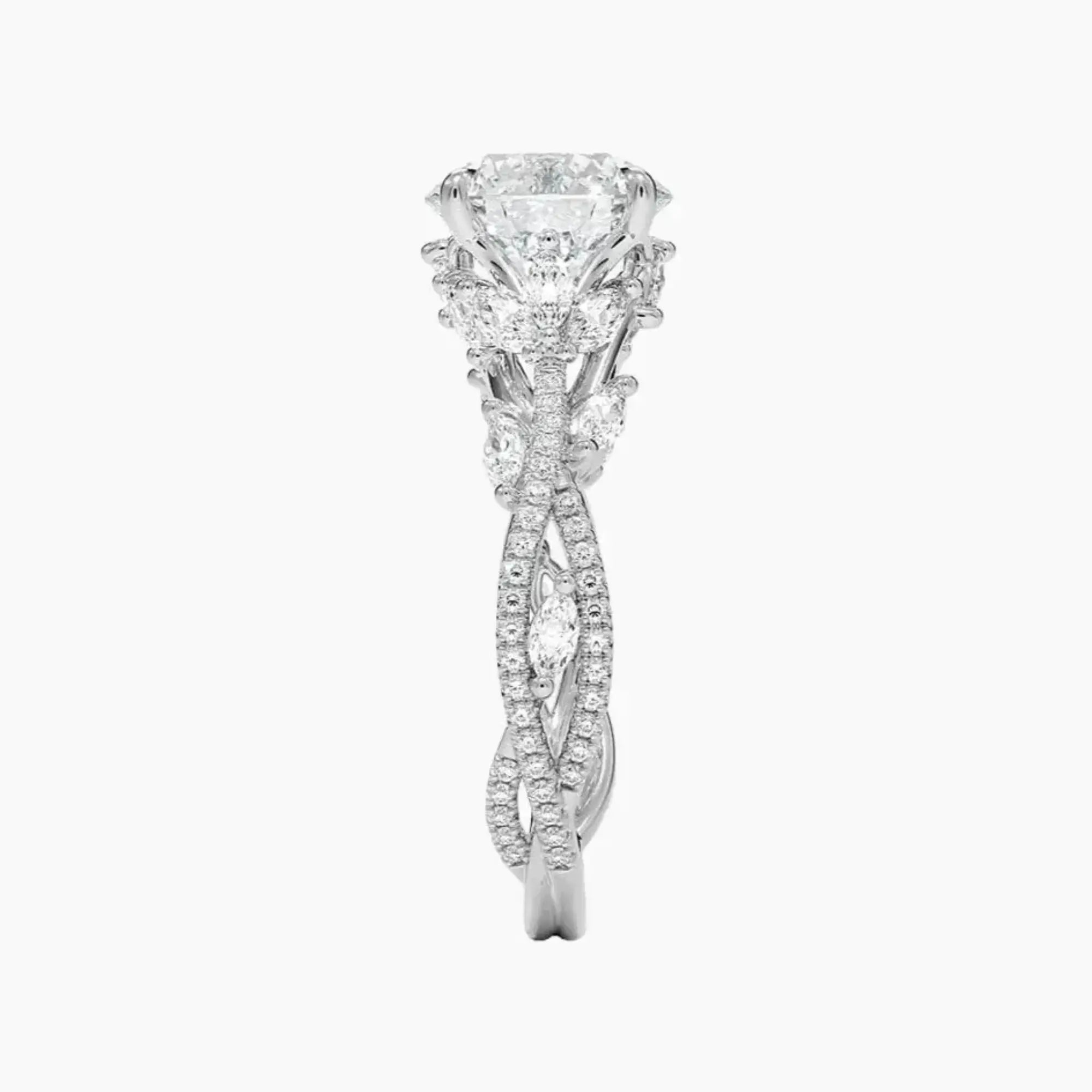 Melia Adorned Round Designer 2 Carat Lab Grown Diamond Engagement Ring in 18K Rose Gold