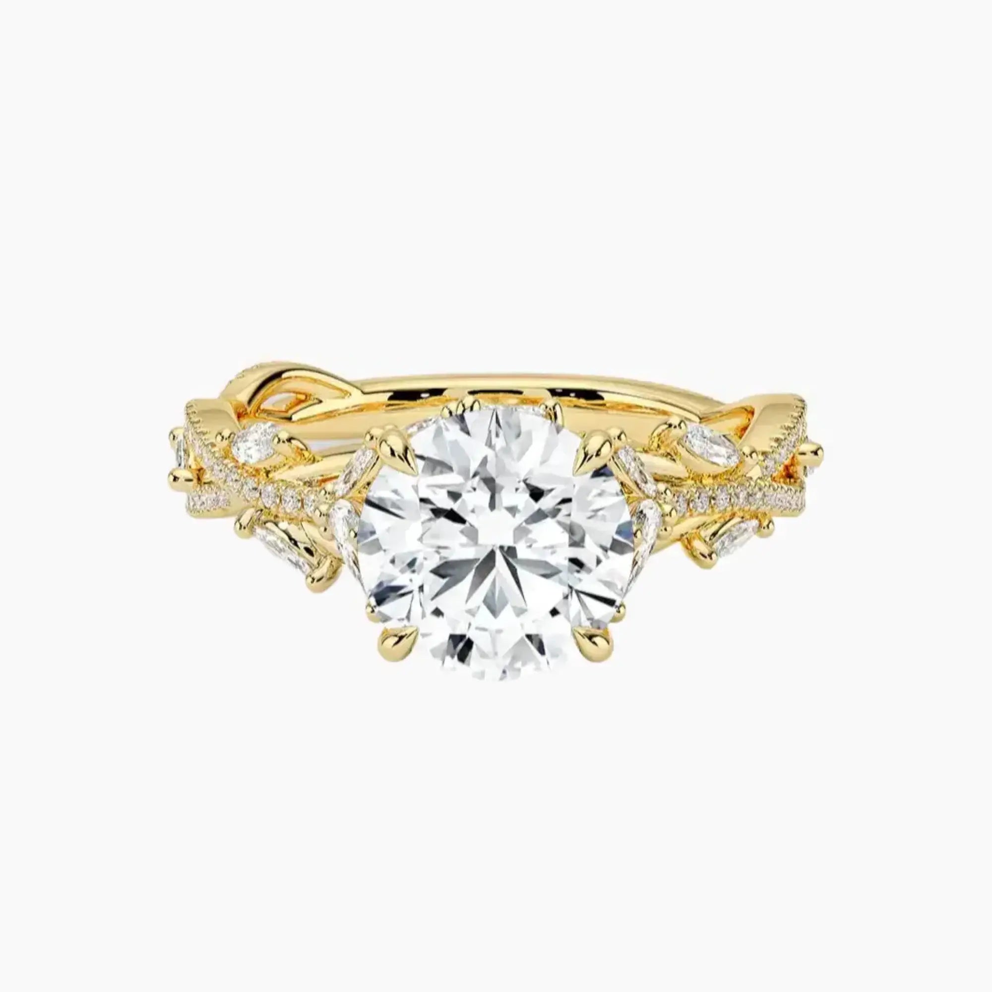 Melia Adorned Round Designer 3 Carat Lab Grown Diamond Engagement Ring in 18K White Gold