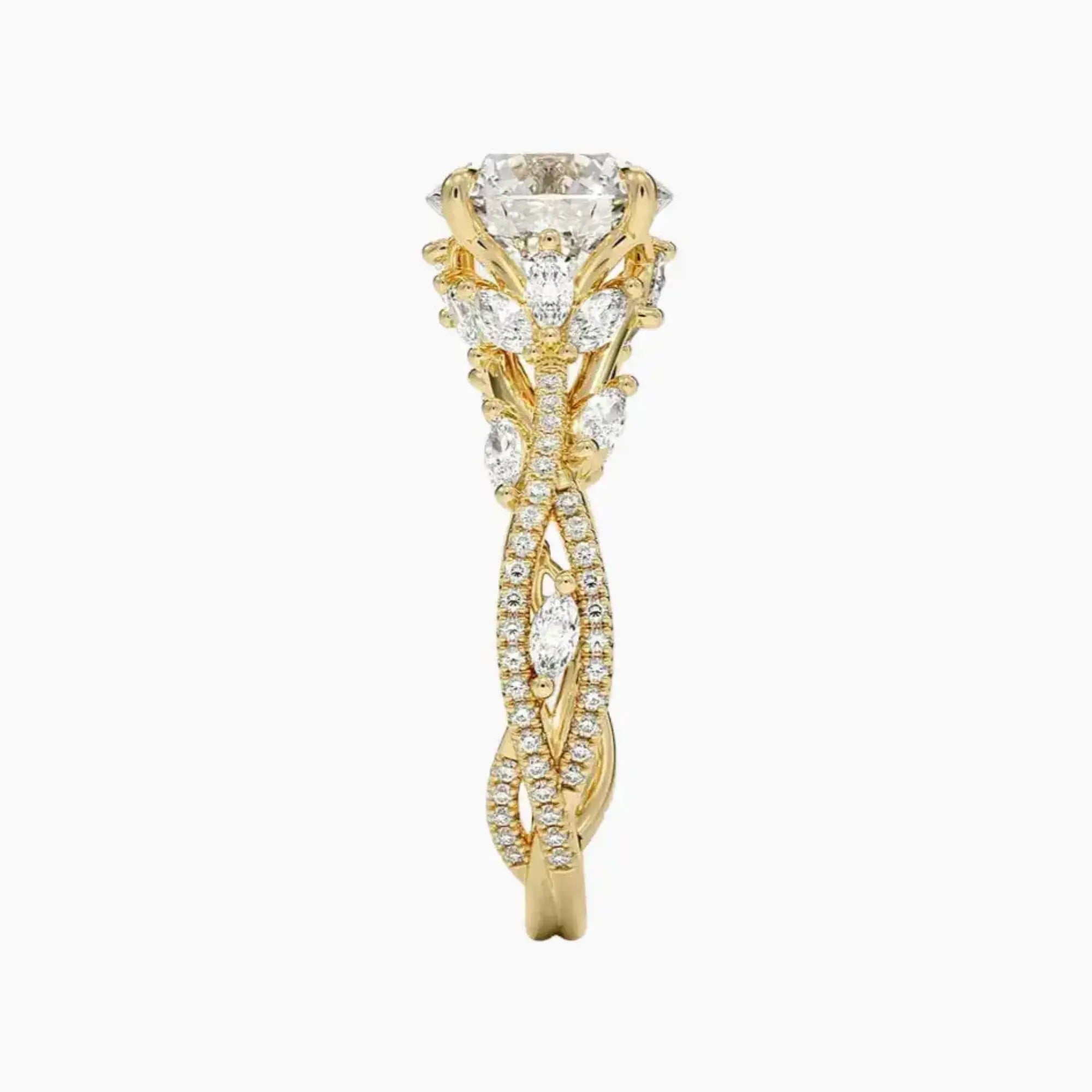 Melia Adorned Round Designer 2 Carat Lab Grown Diamond Engagement Ring in 18K Rose Gold