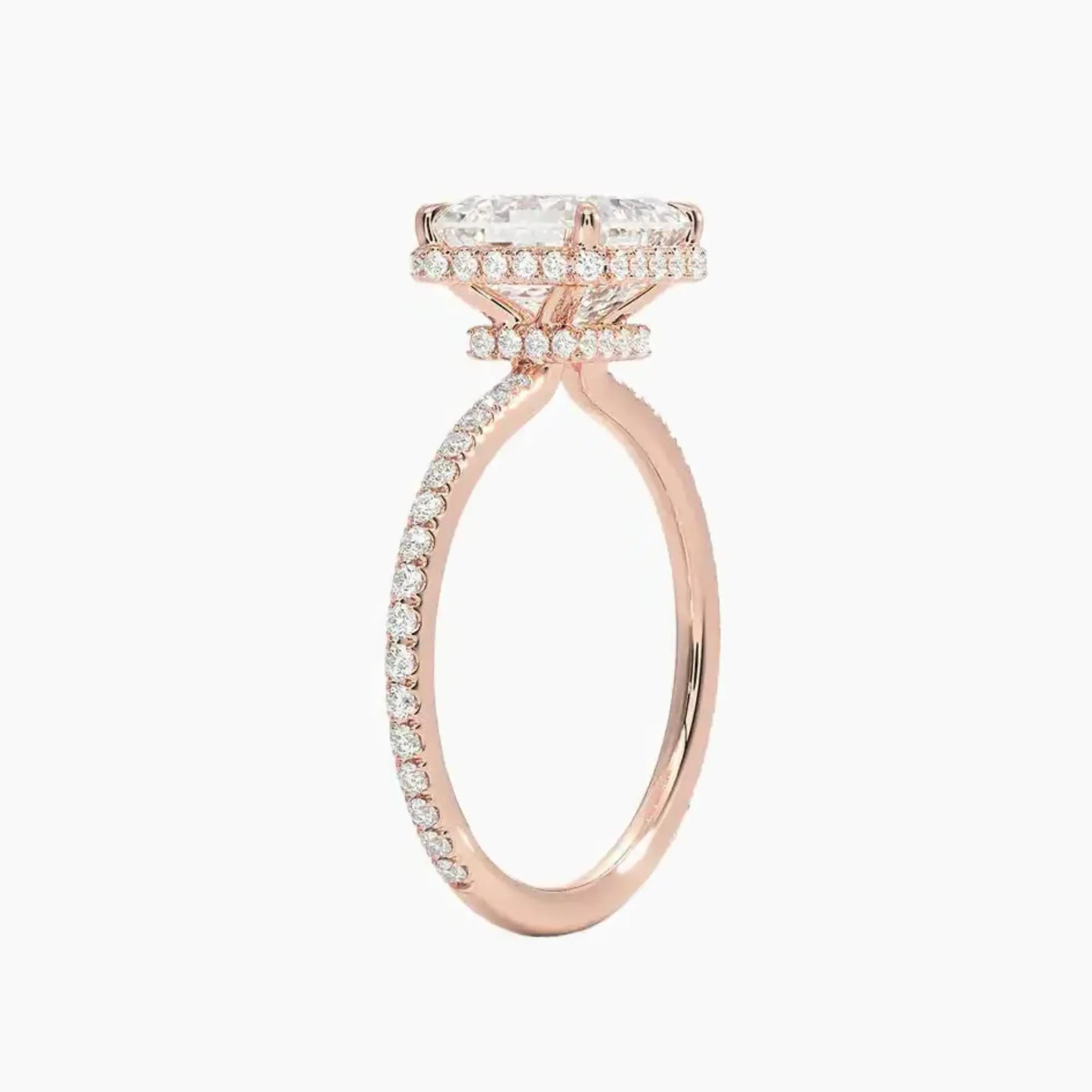 Mirabel Pave Asscher Hidden Halo 1.5 Carat Lab Grown Diamond Engagement Ring in 14K White Gold