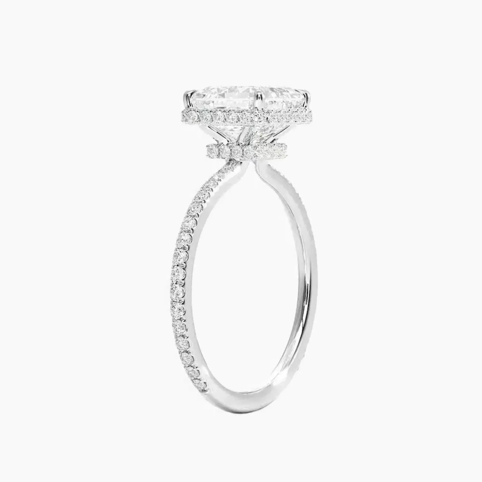 Mirabel Pave Asscher Hidden Halo Diamond Ring Setting in 18K Yellow Gold