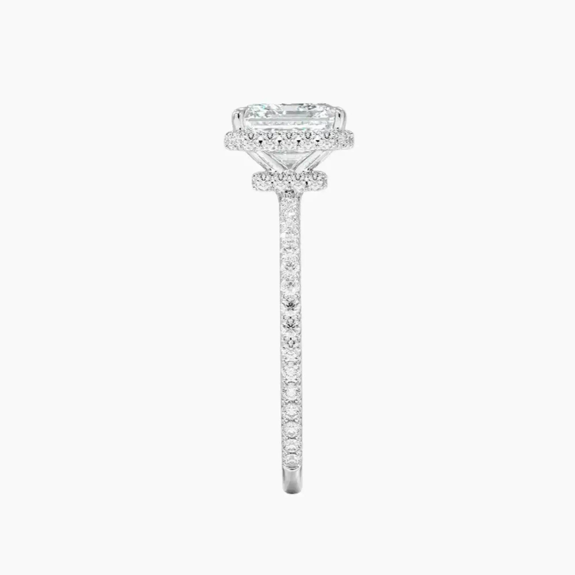 Mirabel Pave Asscher Hidden Halo 2.5 Carat Lab Grown Diamond Engagement Ring in 18K White Gold