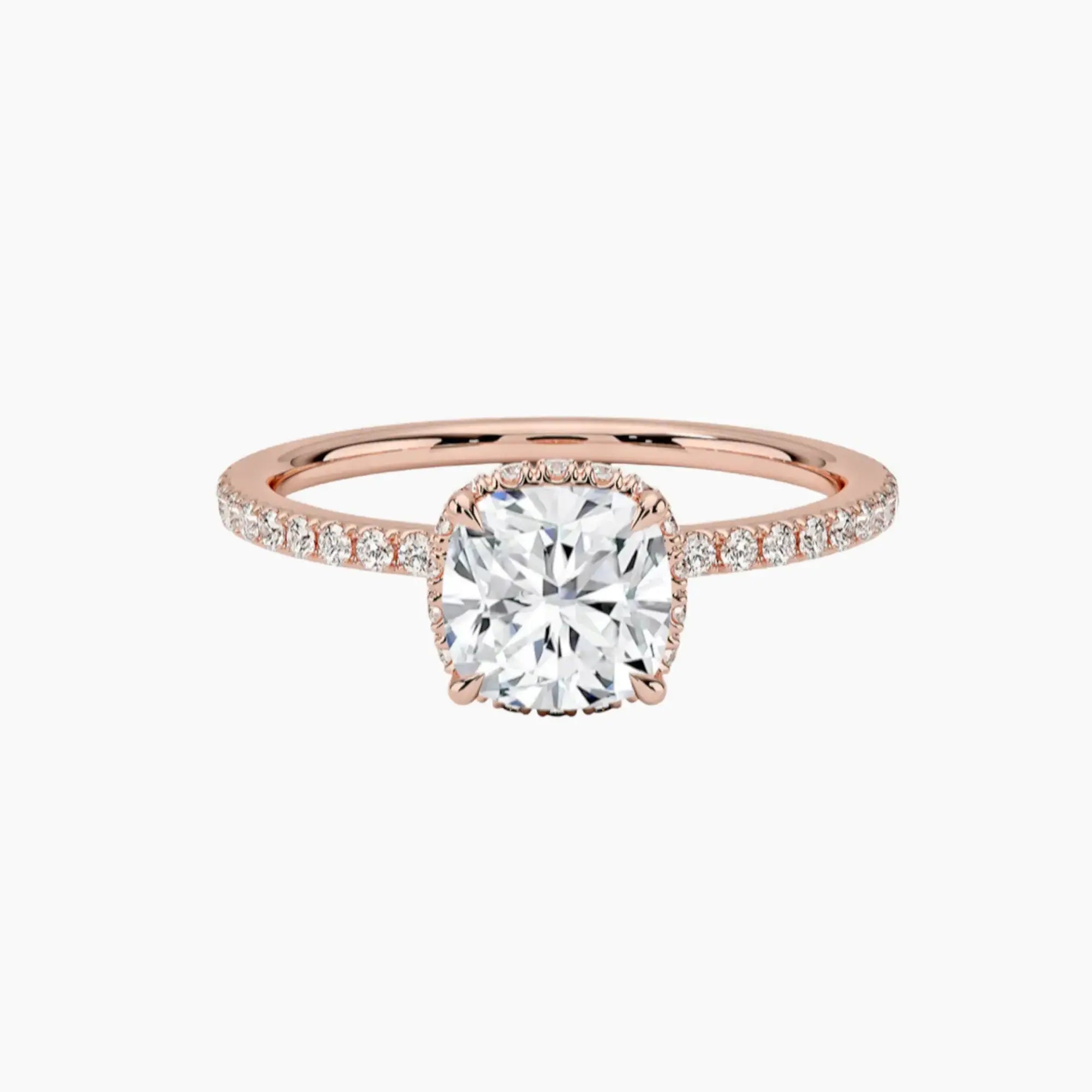 Mirabel Pave Cushion Hidden Halo Diamond Ring Setting in 14K Yellow Gold